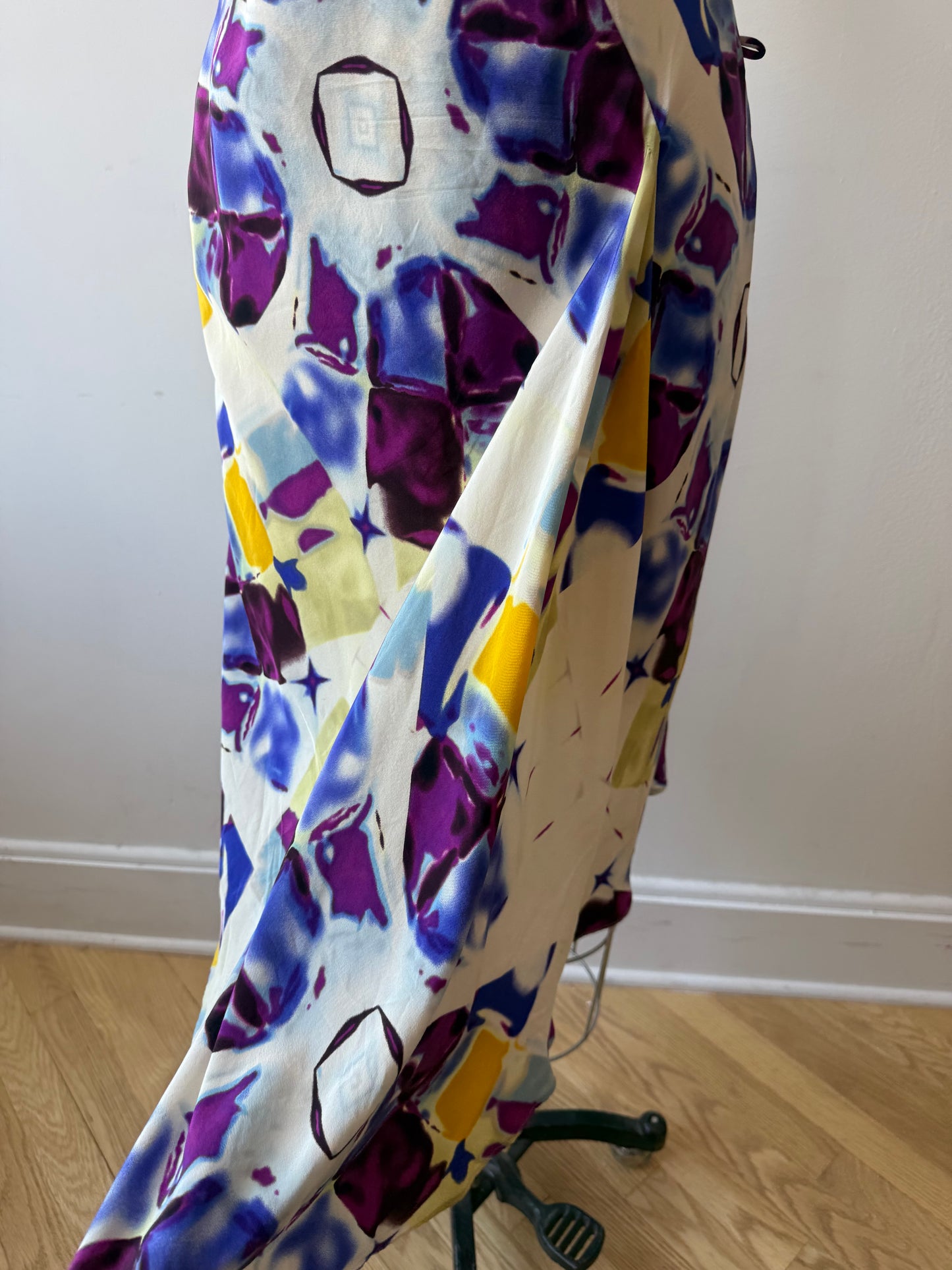 Y2K Mugler silk dress abstract print