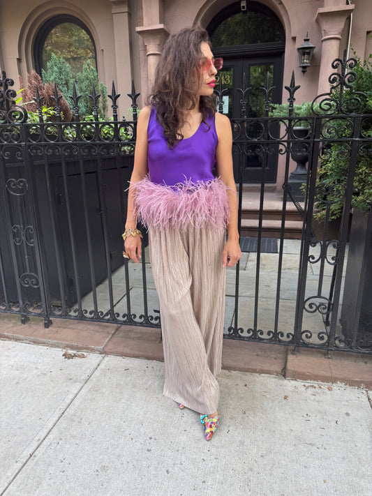 The Belle Silk Tank, purple & blush