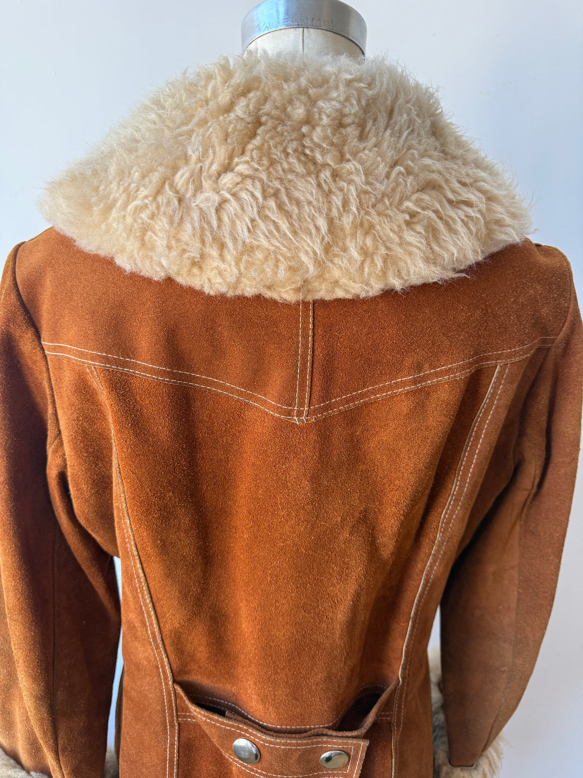 70s "Penny Lane" style Suede Sheepskin Trim Jacket w zipper