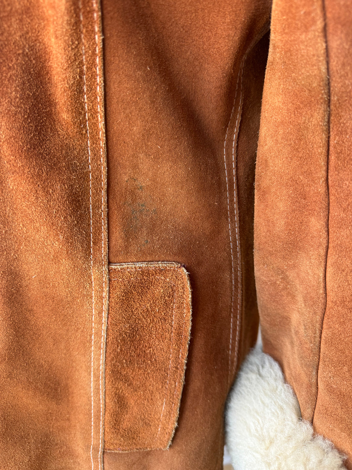 70s "Penny Lane" style Suede Sheepskin Trim Jacket w zipper