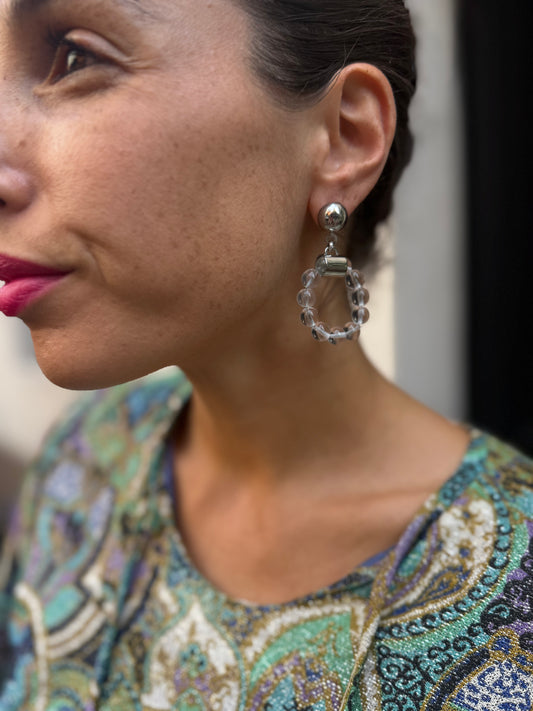 60s/70s Modernist Clear Lucite "Bubble" Earrings