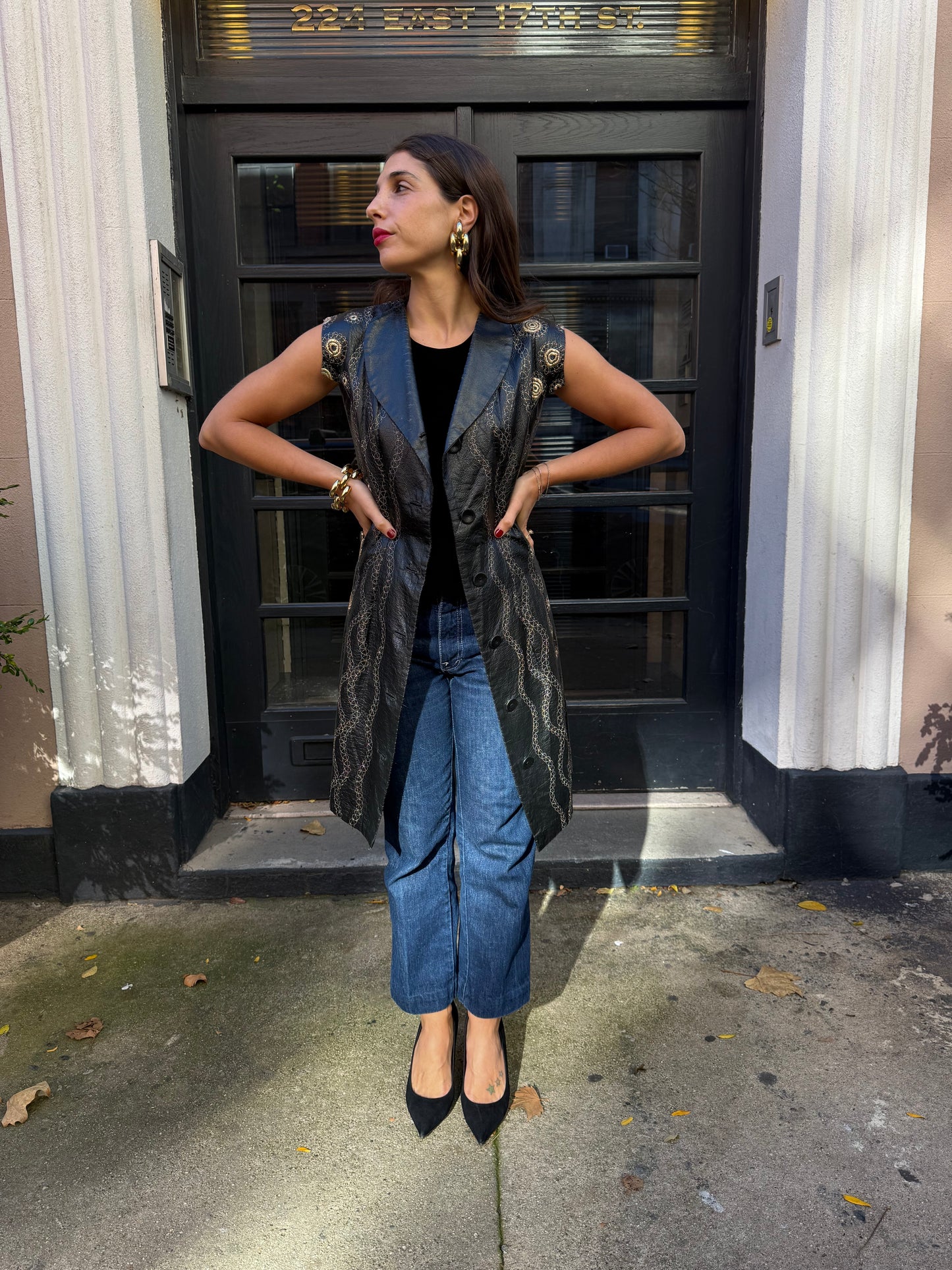 80s gold tone chain link earrings