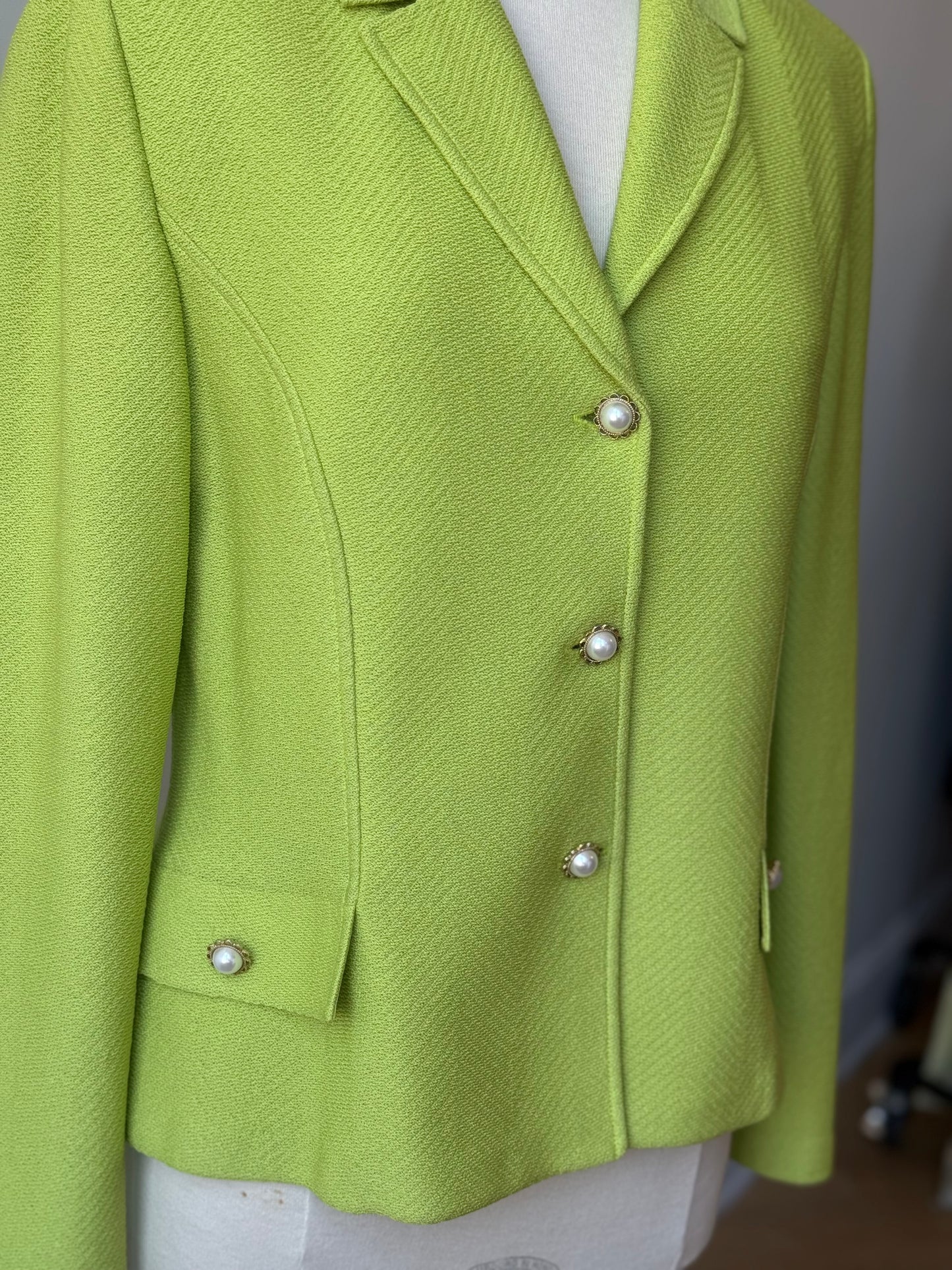 90s St. John Chartreuse Green Knit Blazer