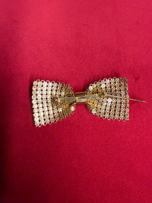 Vintage Gold Chainmail Bow Brooch