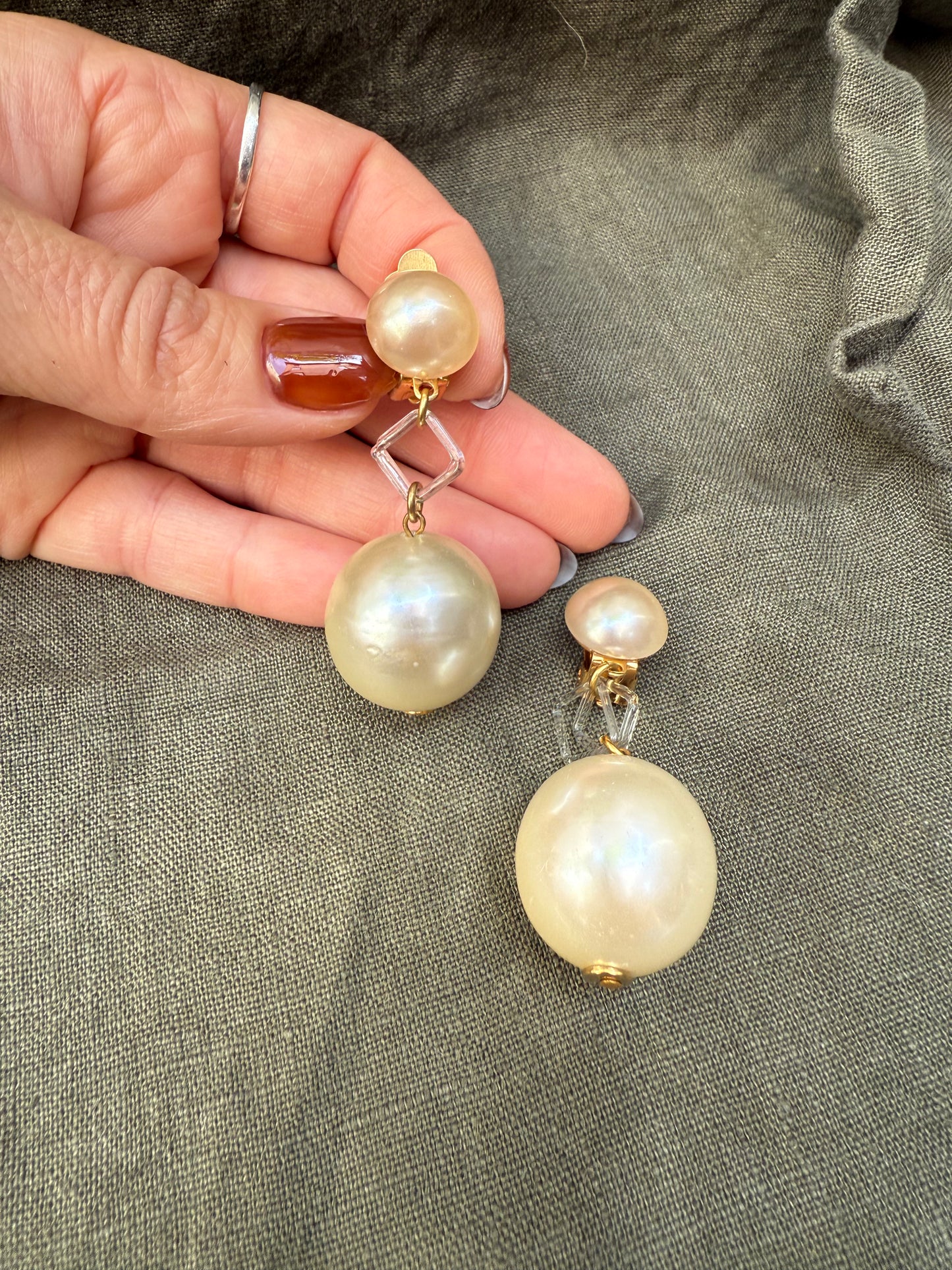 1980s Faux Pearl Clip-On Earrings