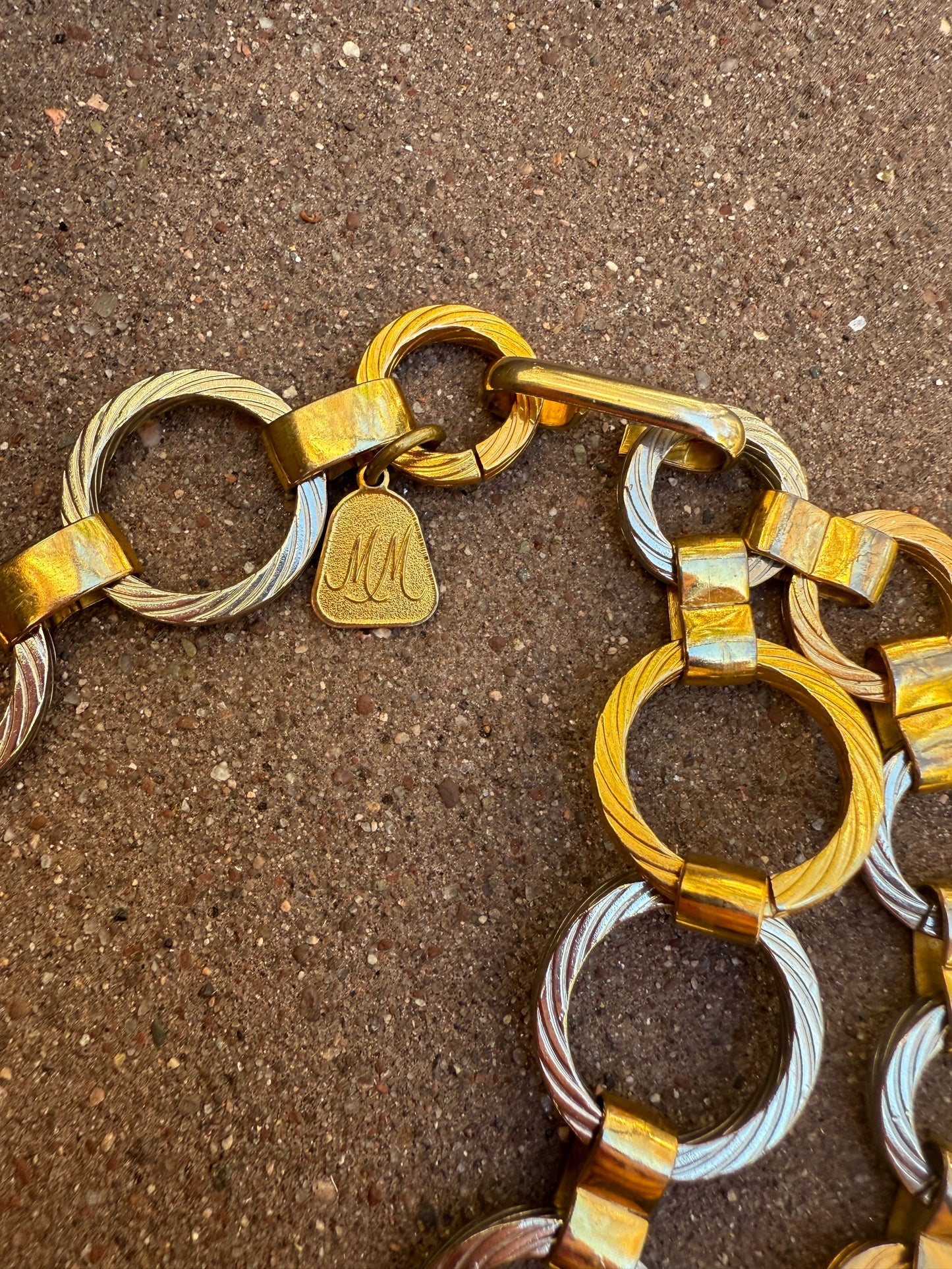 70s/80s gold & silver mixed metal chain belt