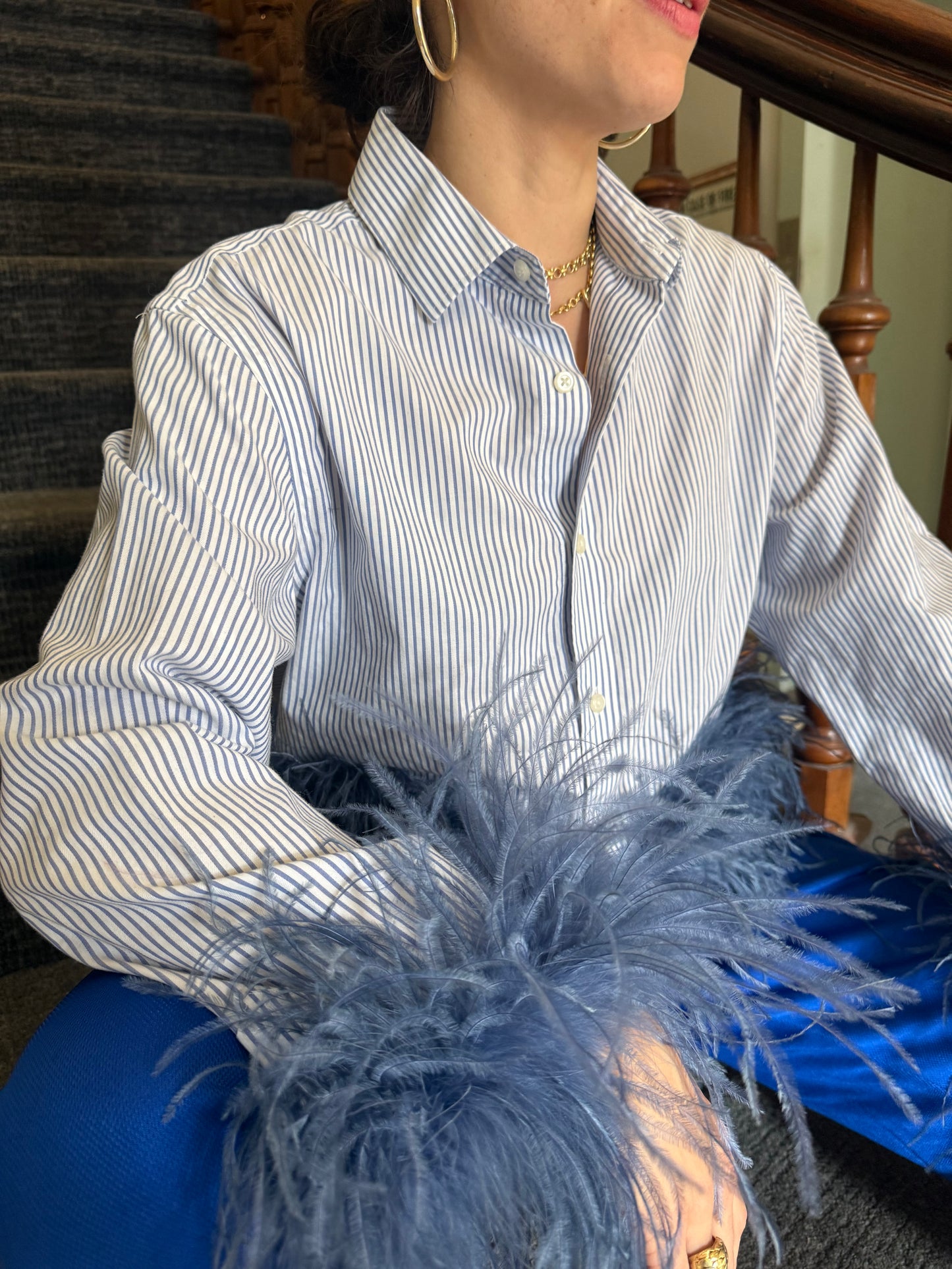 The Colette Feather shirt - pinstripe & denim