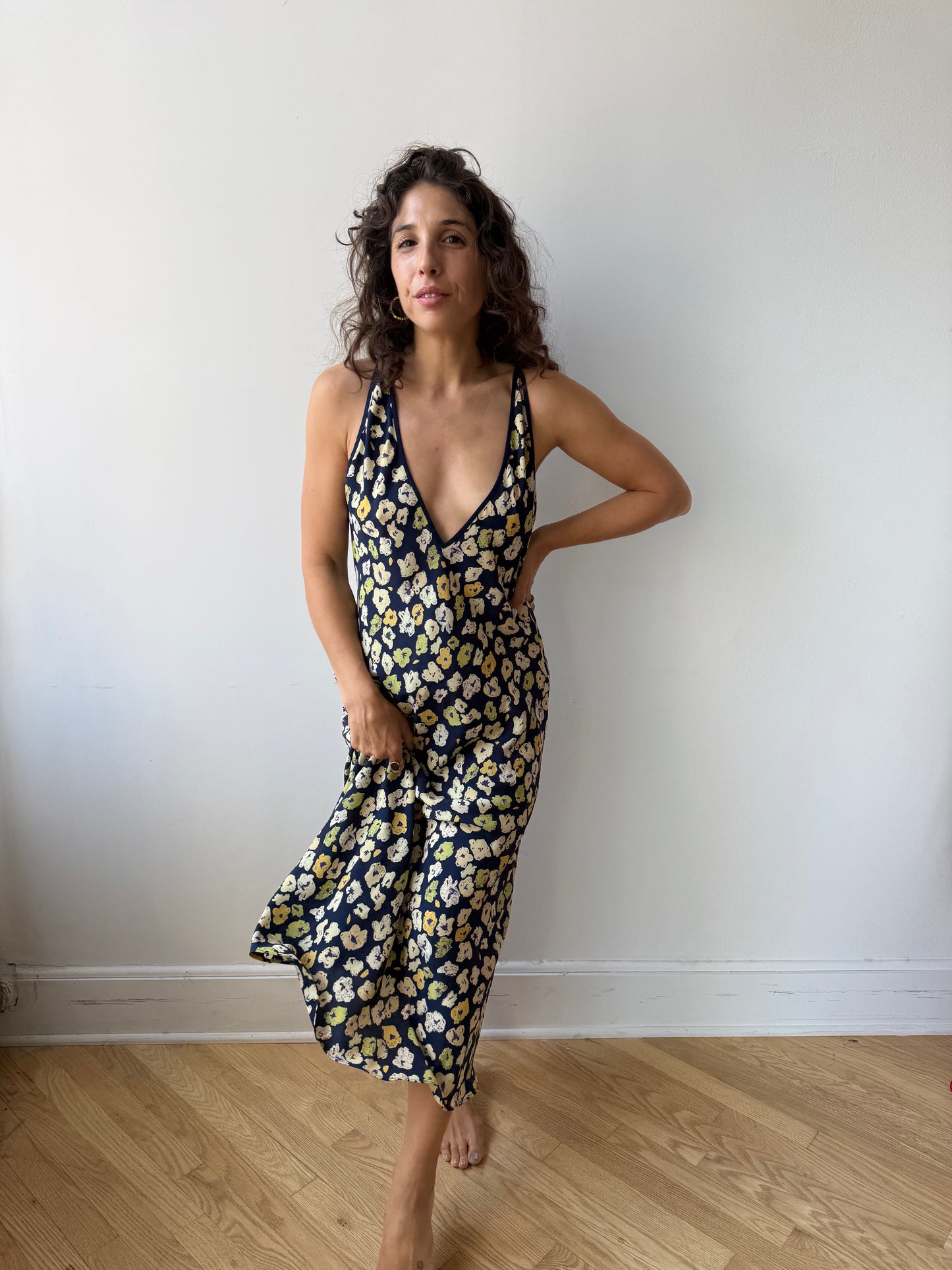 90s Natori floral print dress