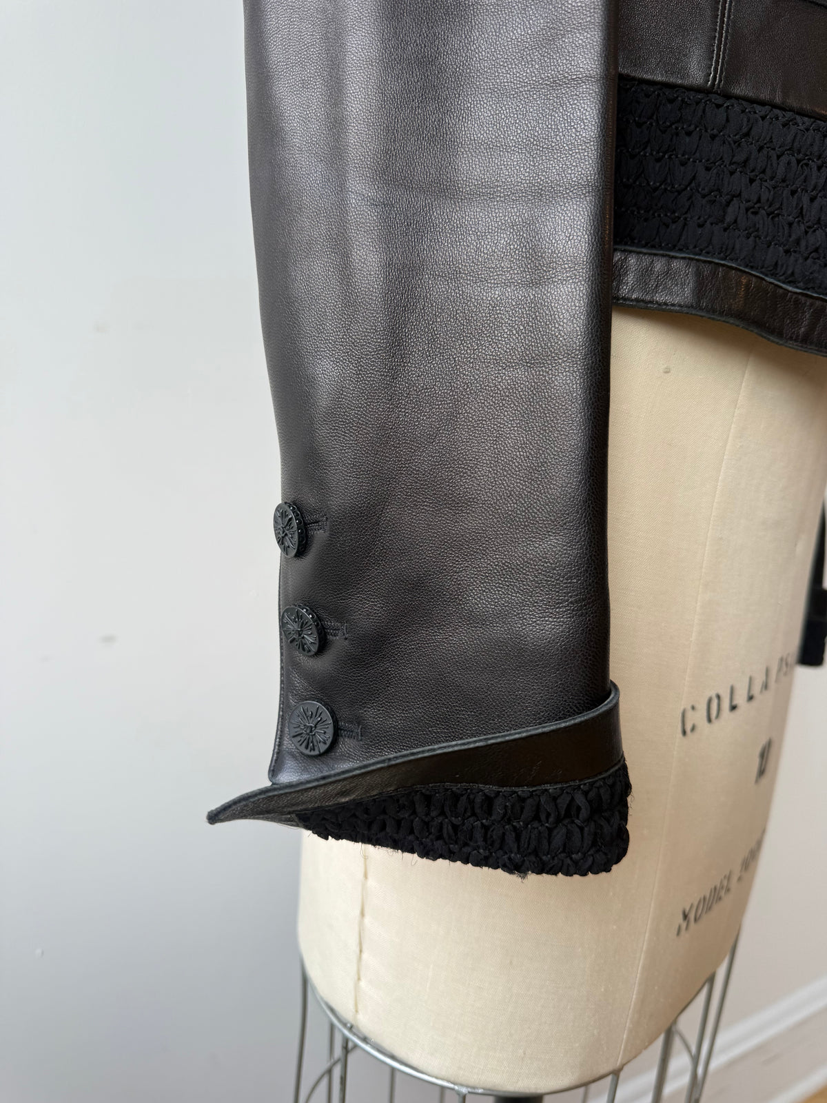 2004 Chanel Leather Jacket w Zipper & Silk Trim