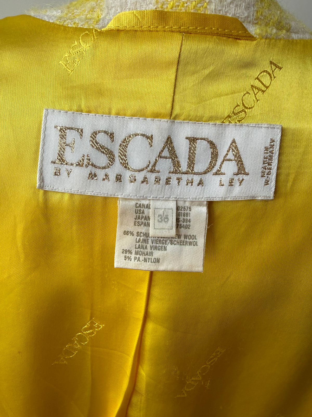 Vintage Escada Yellow check wool blazer