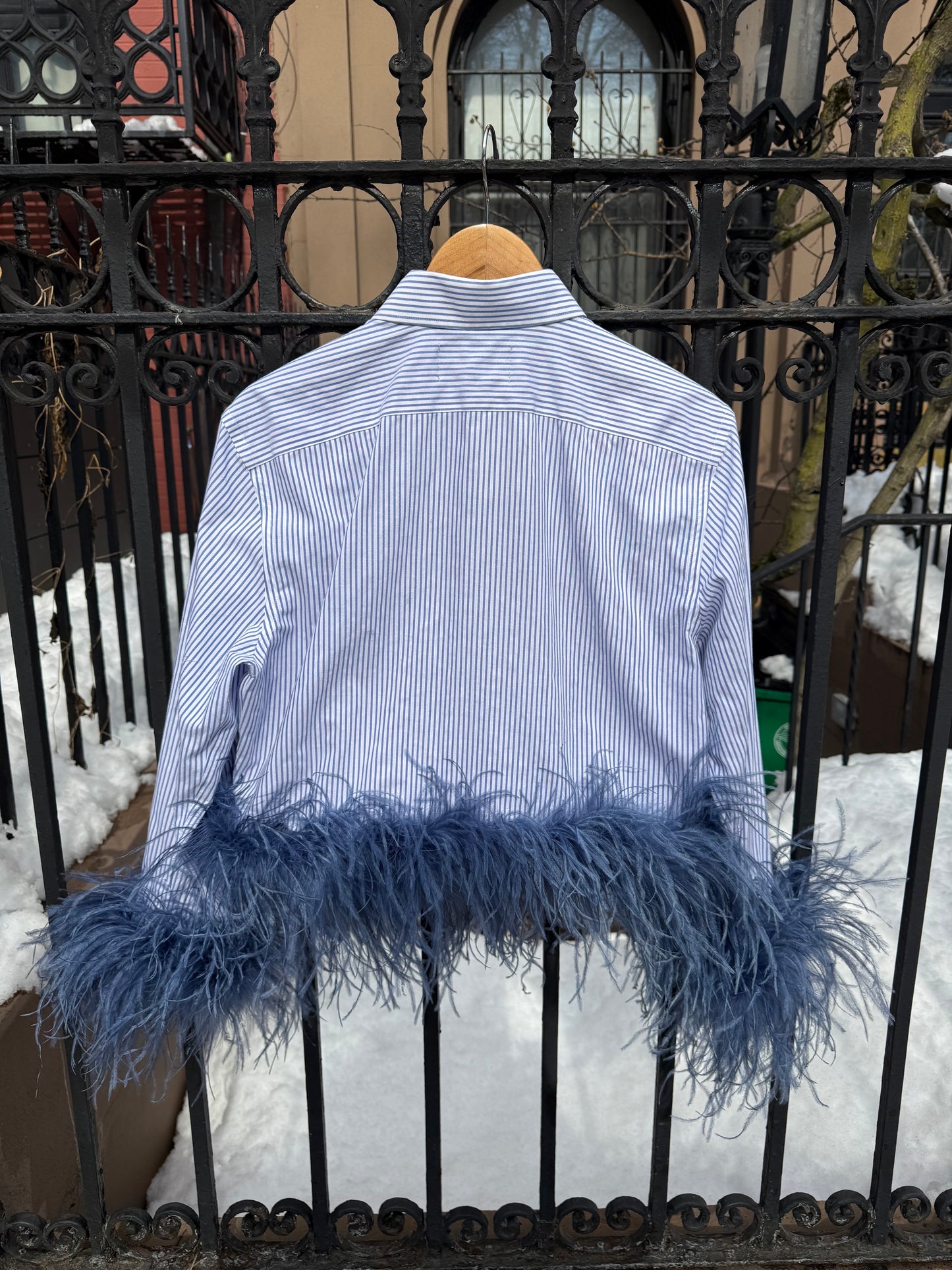 The Colette Feather shirt - pinstripe & denim