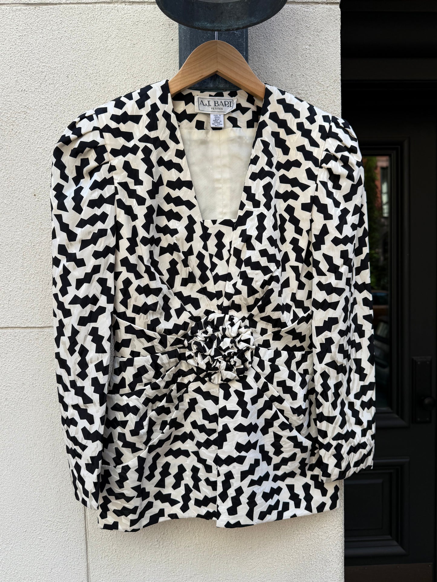 80s Silk Geometric Print Jacket by A.J. Bari