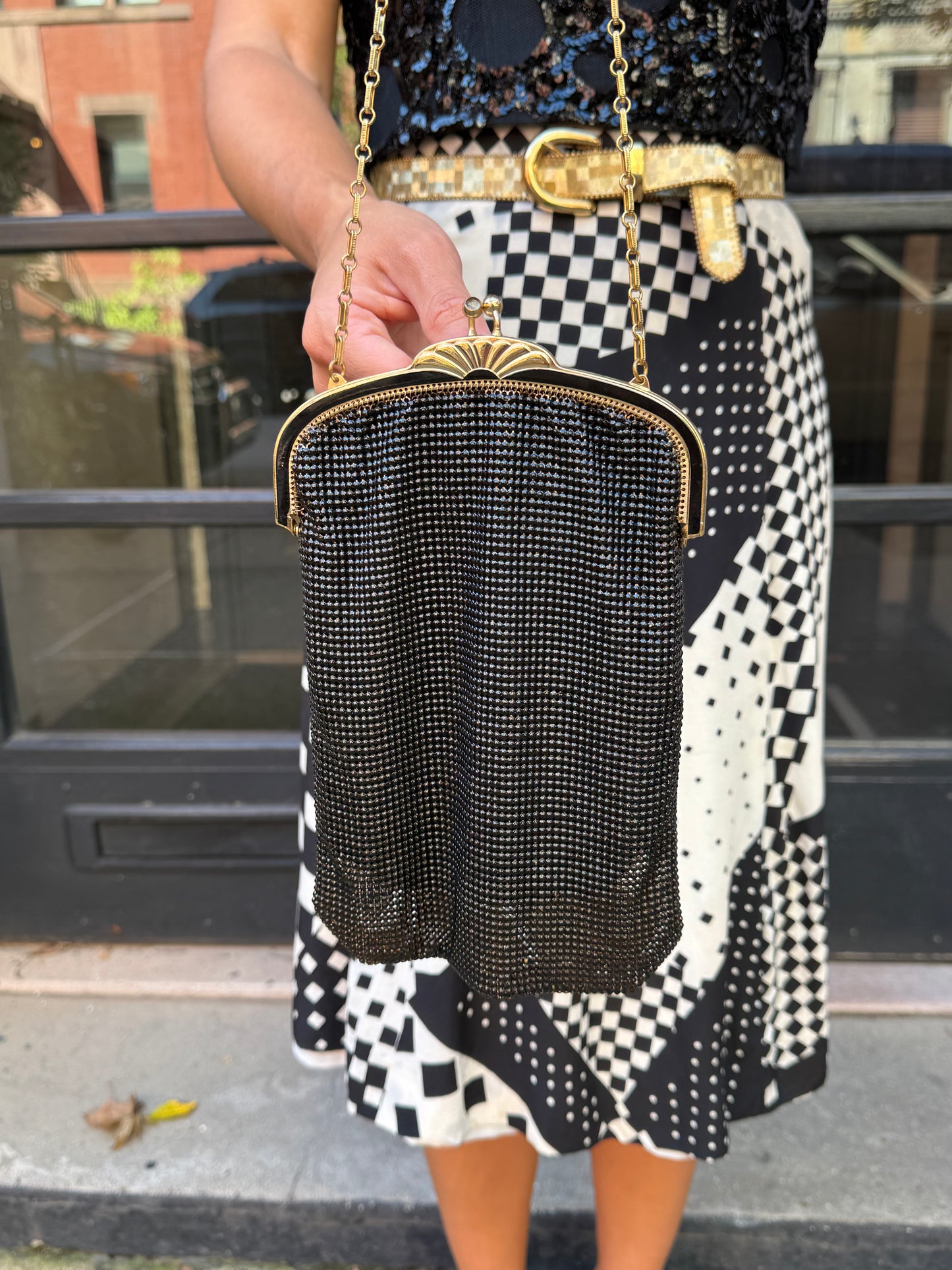 Vintage Whiting & Davis Black Chainmail Bag