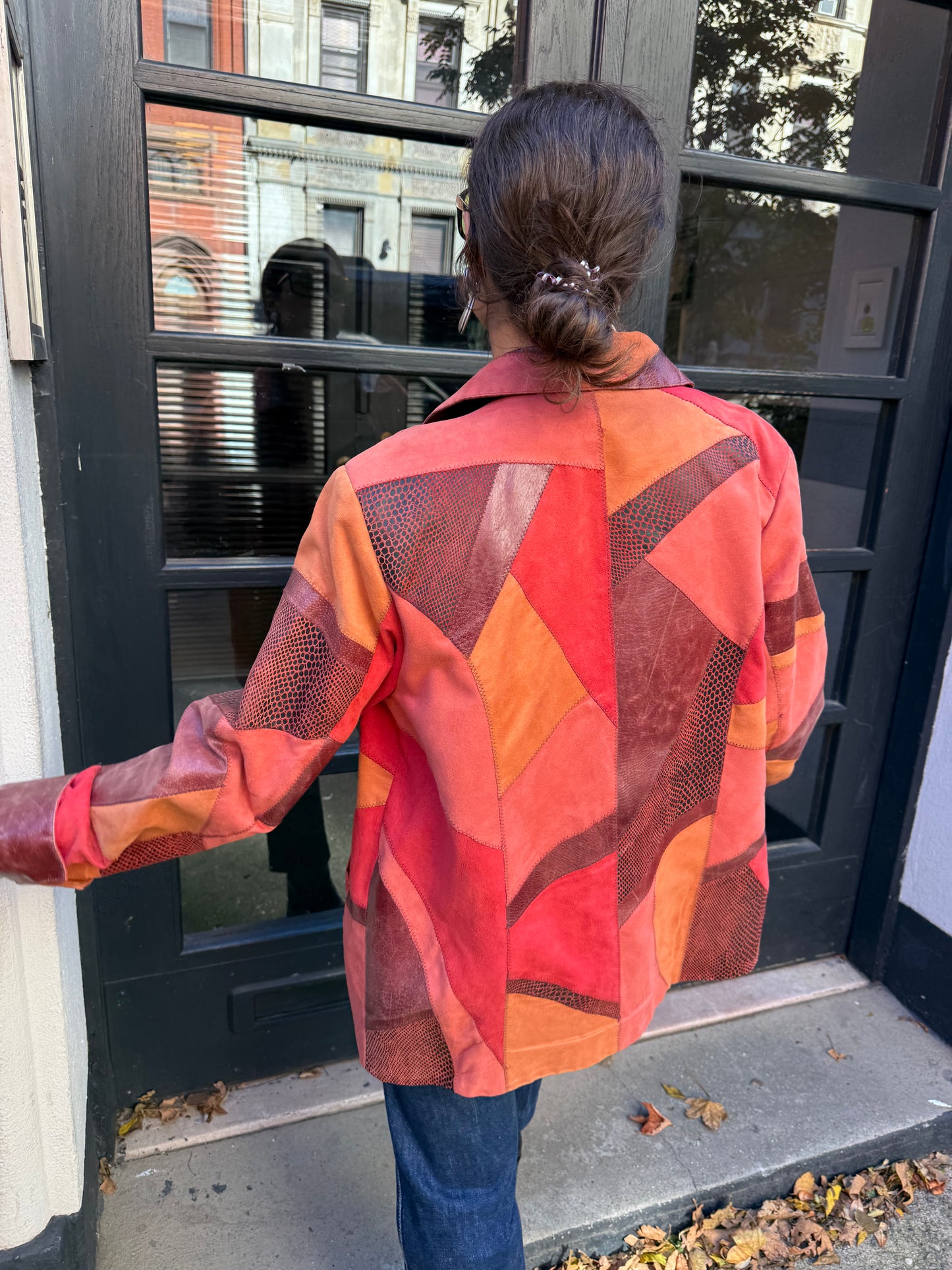 70s Red Patchwork Leather Jacket