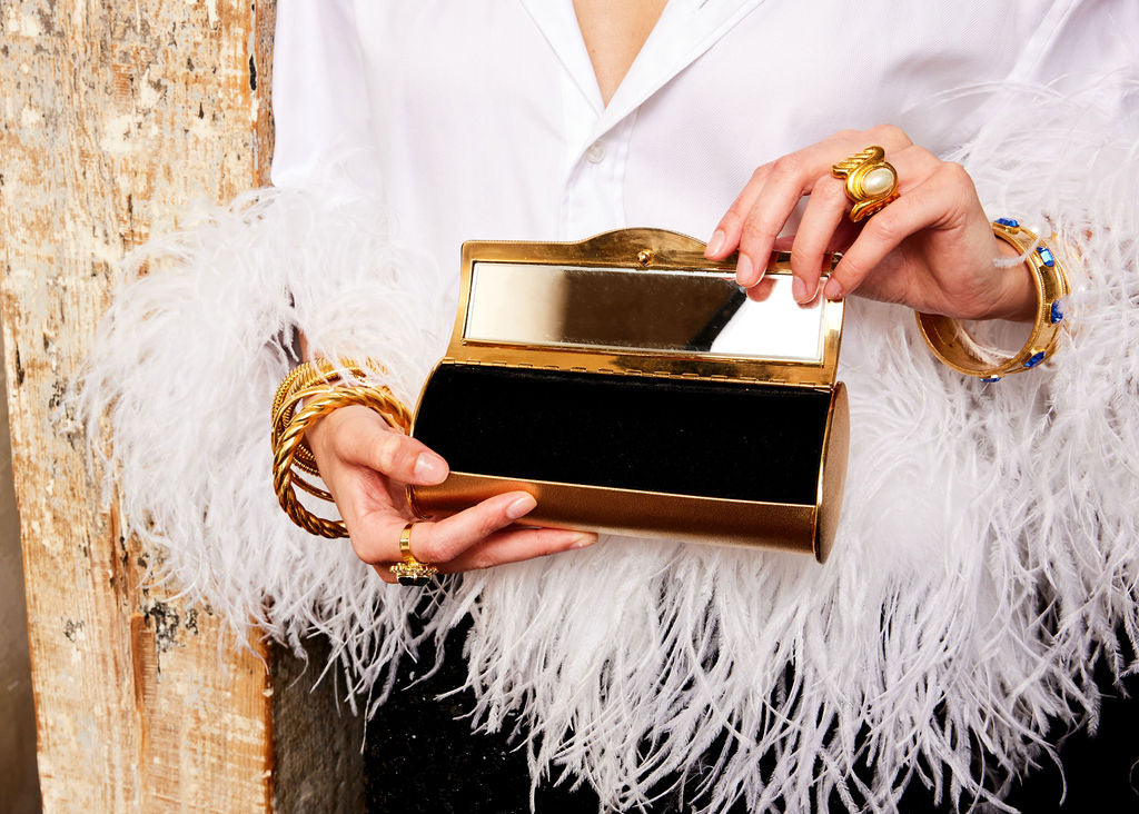 Vintage Gold Rounded Metal Clutch