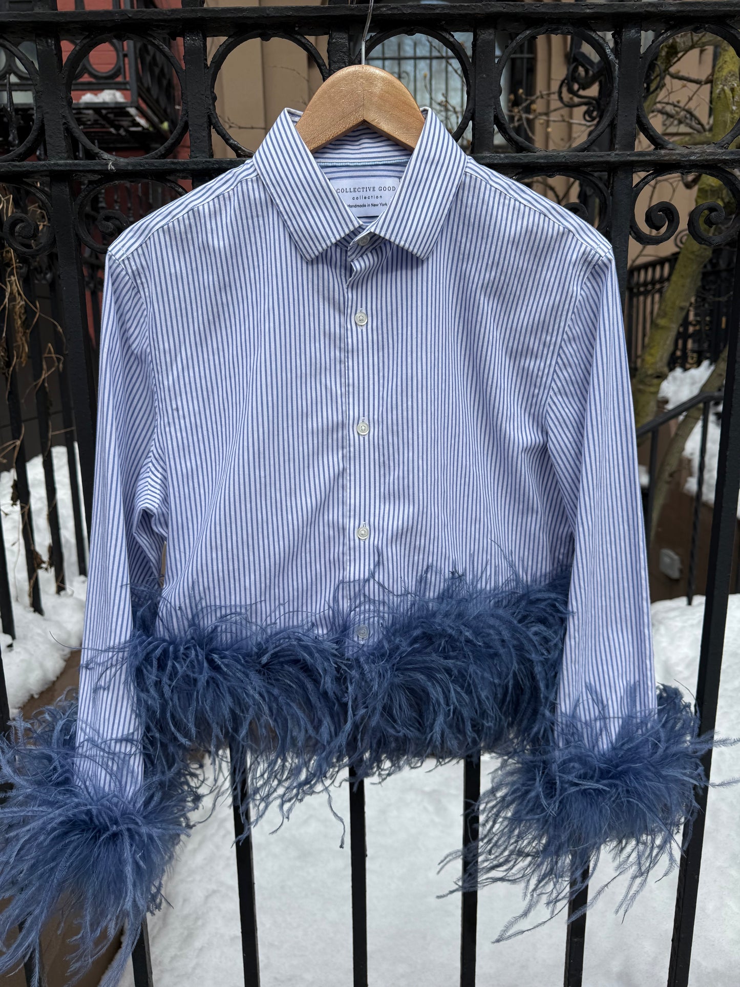 The Colette Feather shirt - pinstripe & denim