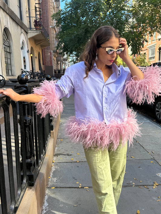 The Colette Feather Shirt - Lavender & Dusty Rose
