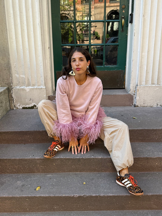 The Coco Feather Sweatshirt - Dusty Pink & Dusty Rose