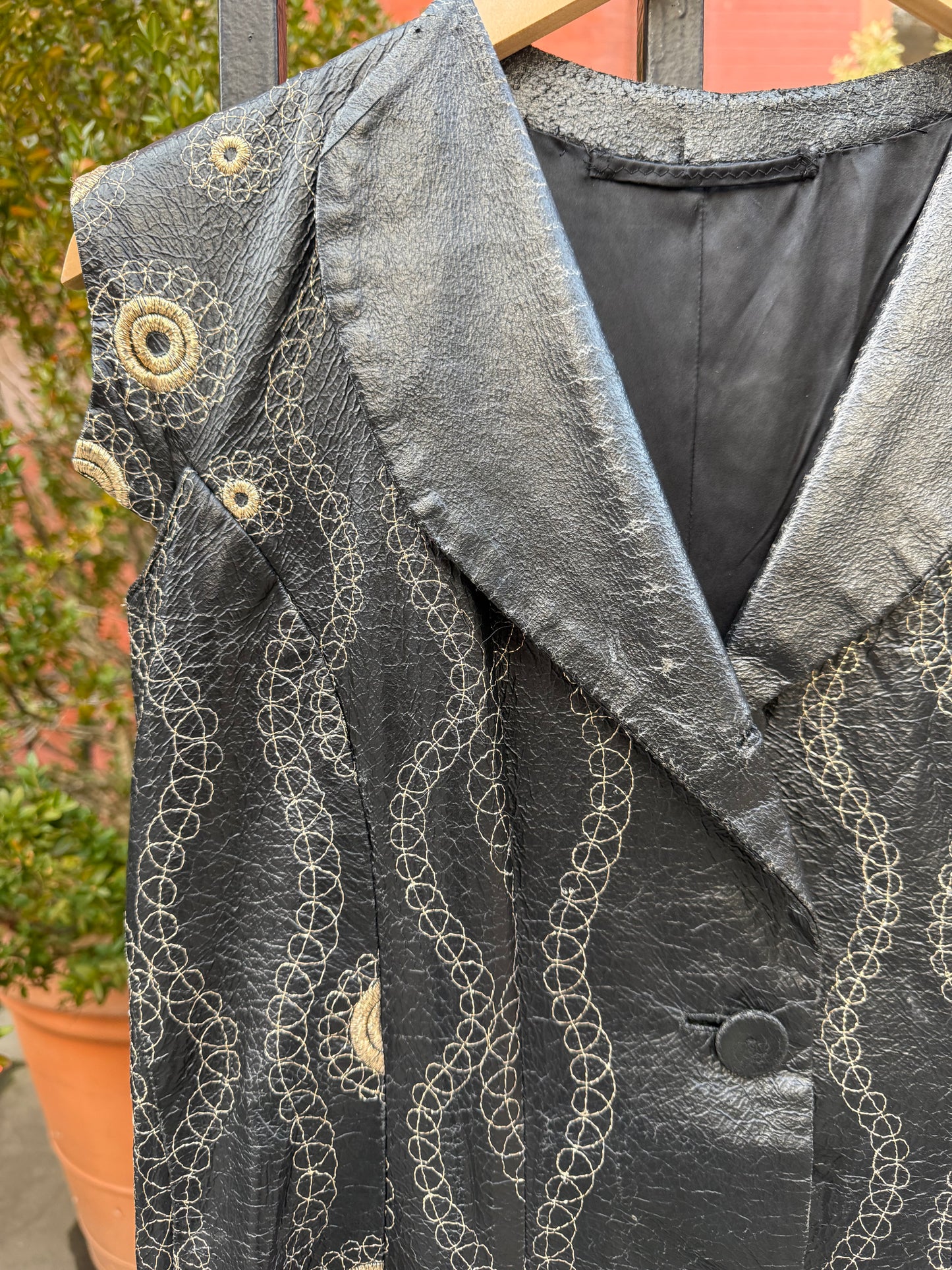 60s Vintage Black Embroidered Vest/Dress