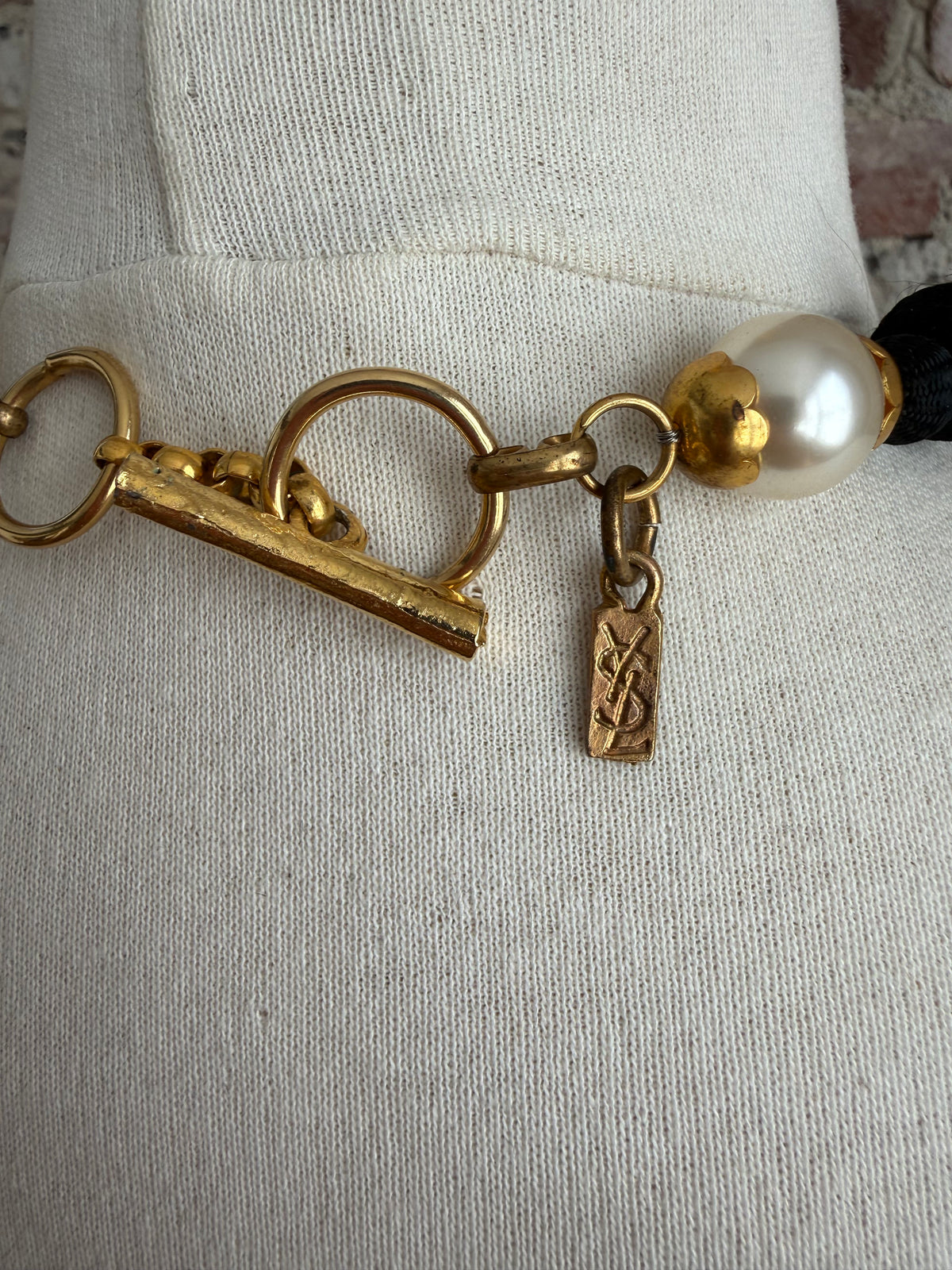 YSL faux pearl and tassel necklace