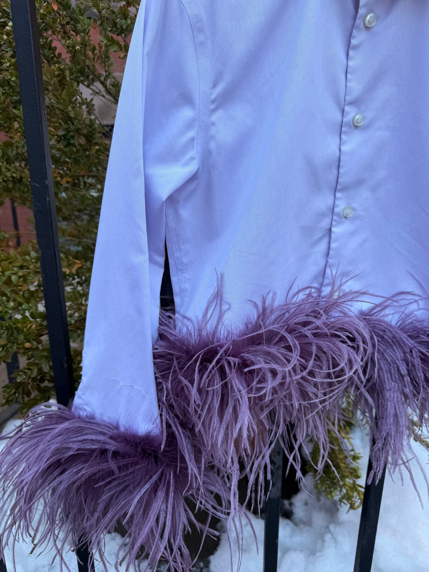 The Colette Feather Shirt - white & lilac