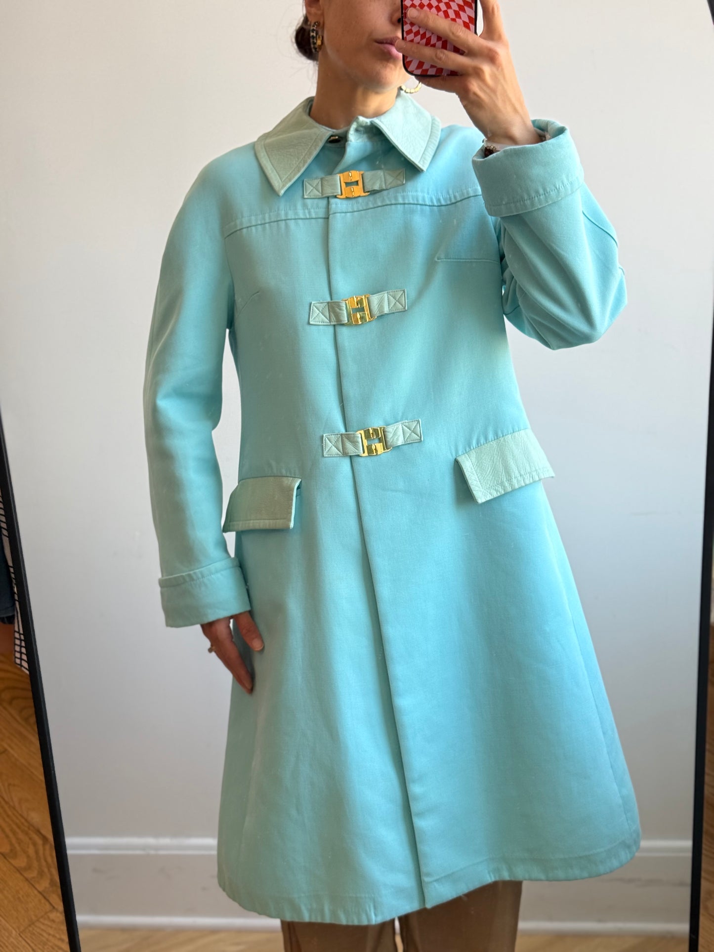 Vintage 1960s French Baby Blue Coat, Mod Era