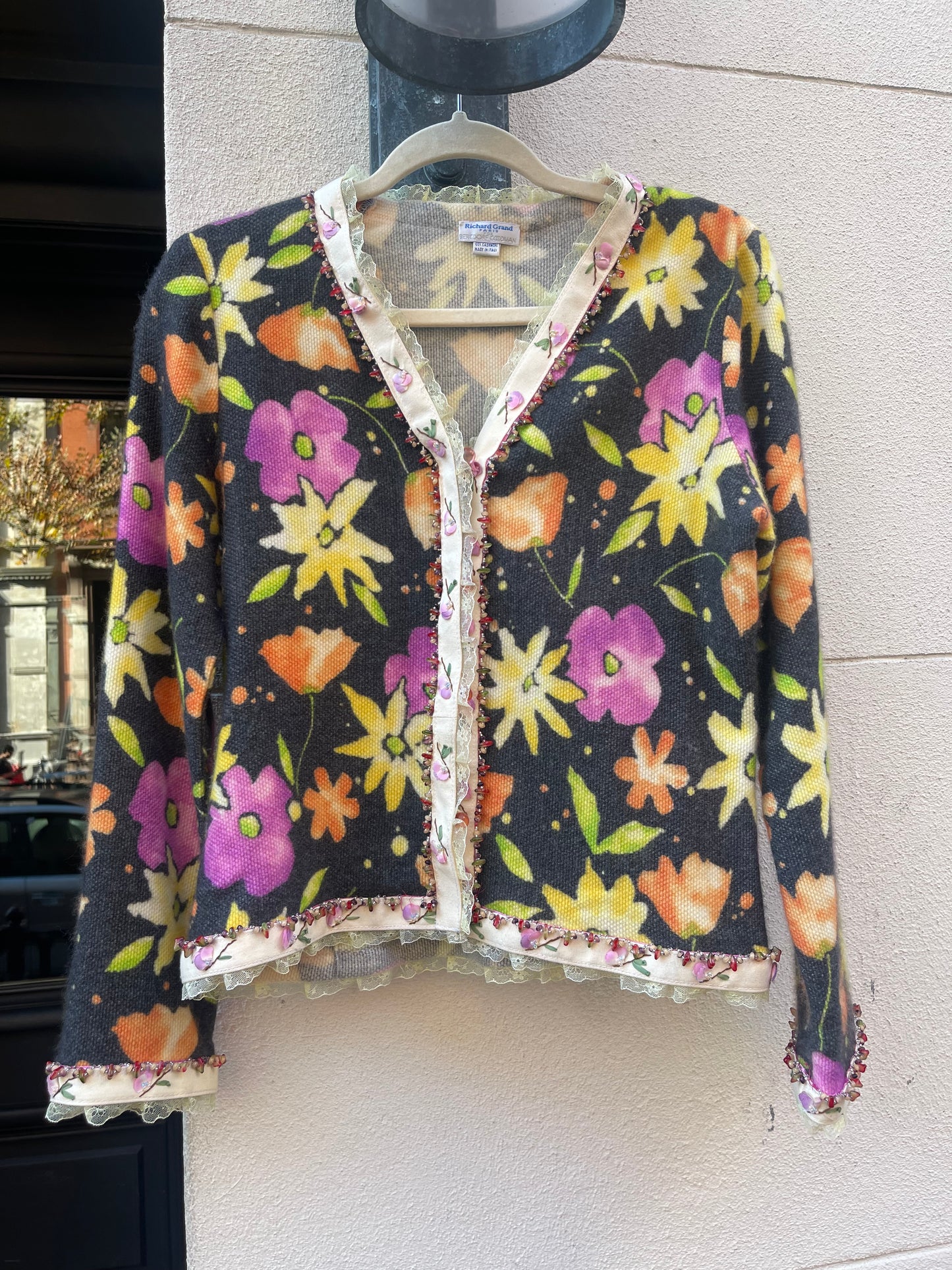 Bergdorf Goodman Floral Cashmere Sweater