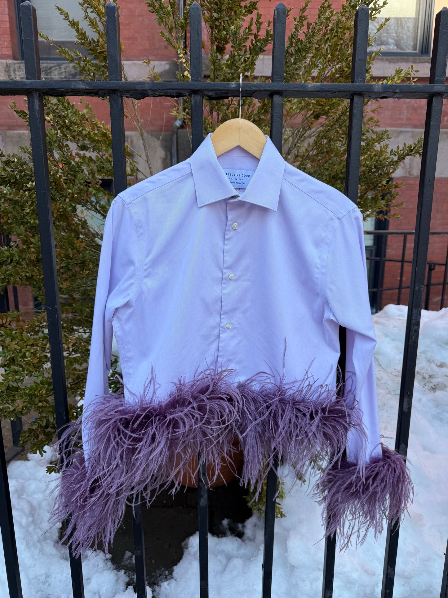 The Colette Feather Shirt - white & lilac