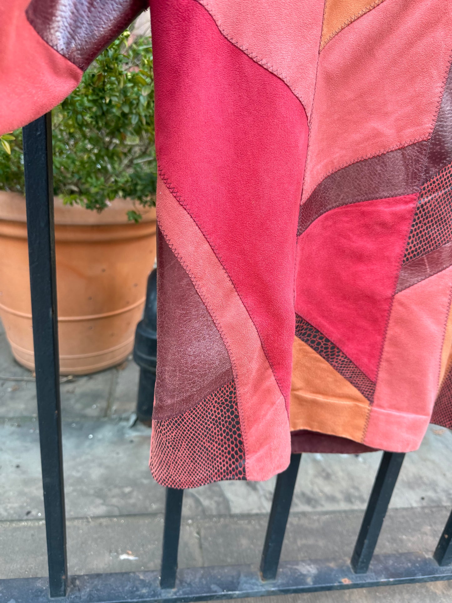 70s Red Patchwork Leather Jacket