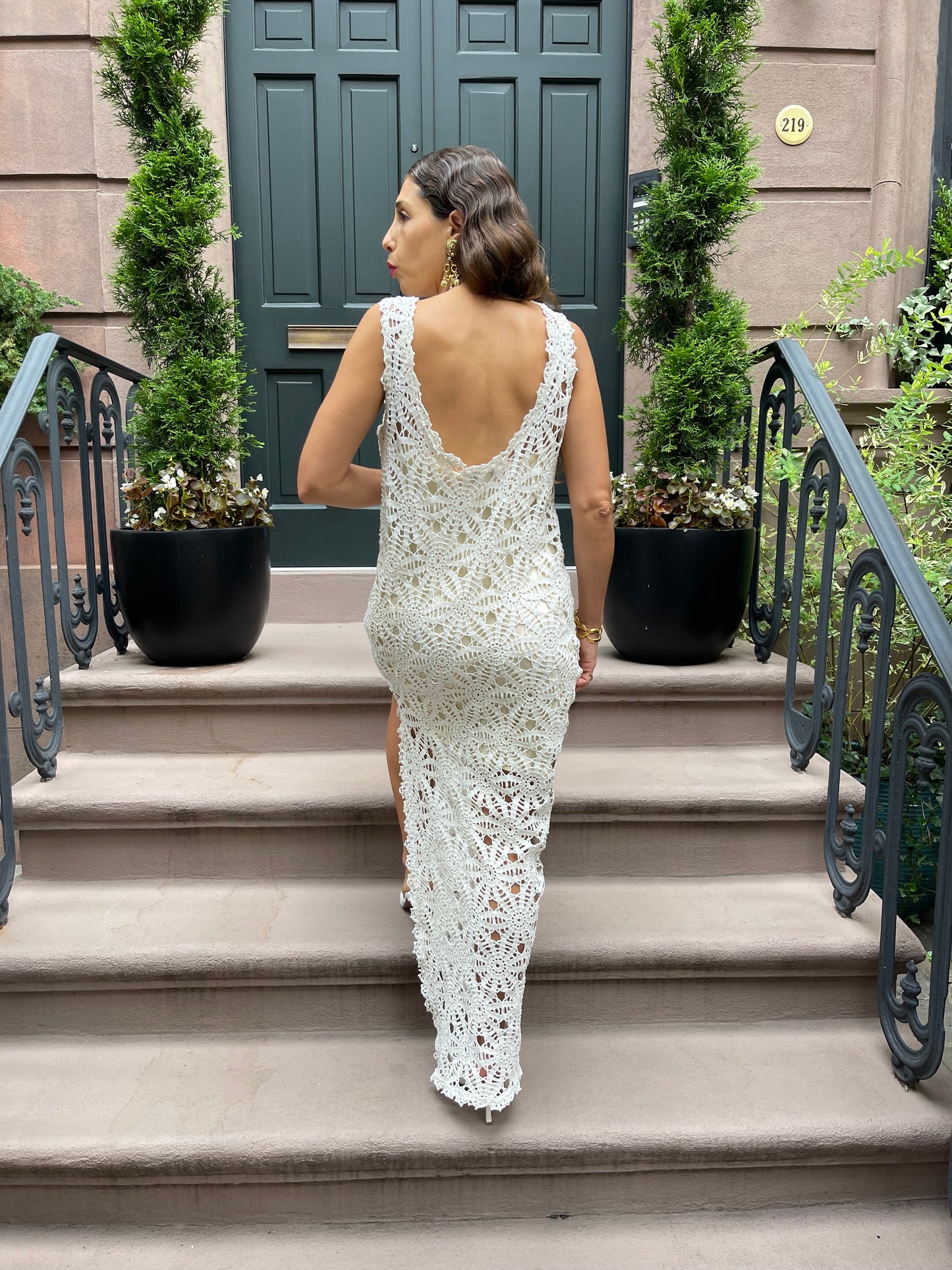 Ivory Up-cycled Crochet Maxi Dress