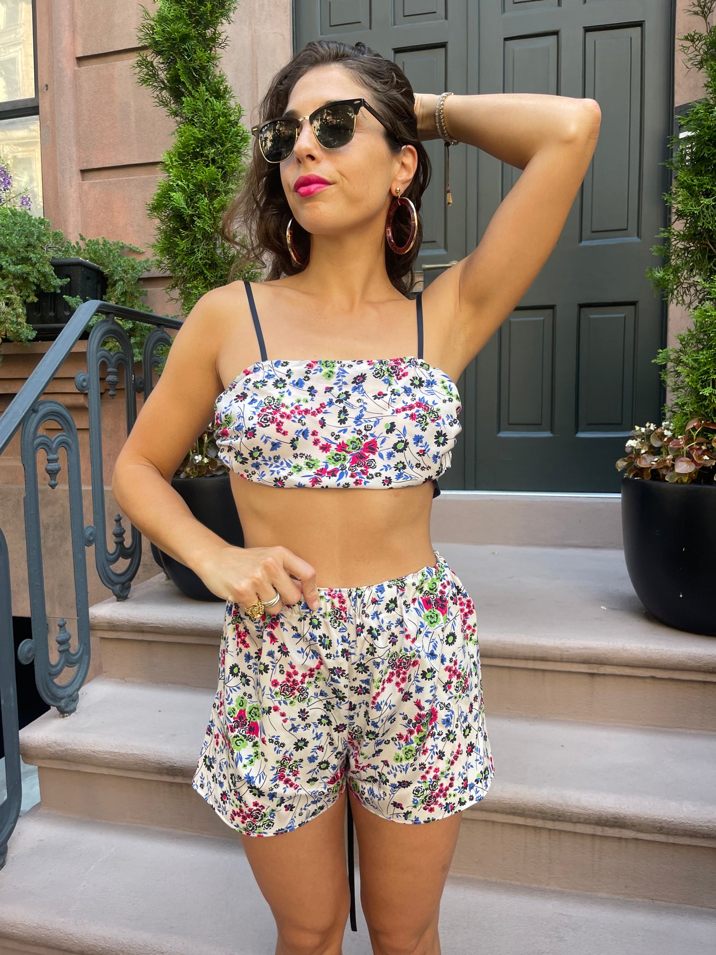 Floral Rayon Shorts & Tieback Top