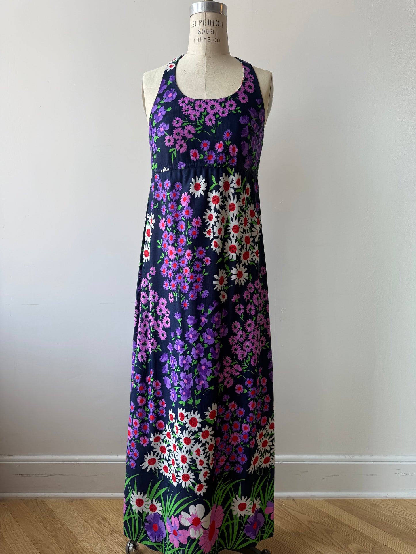 Vintage 70s Garden Racerback maxi Dress