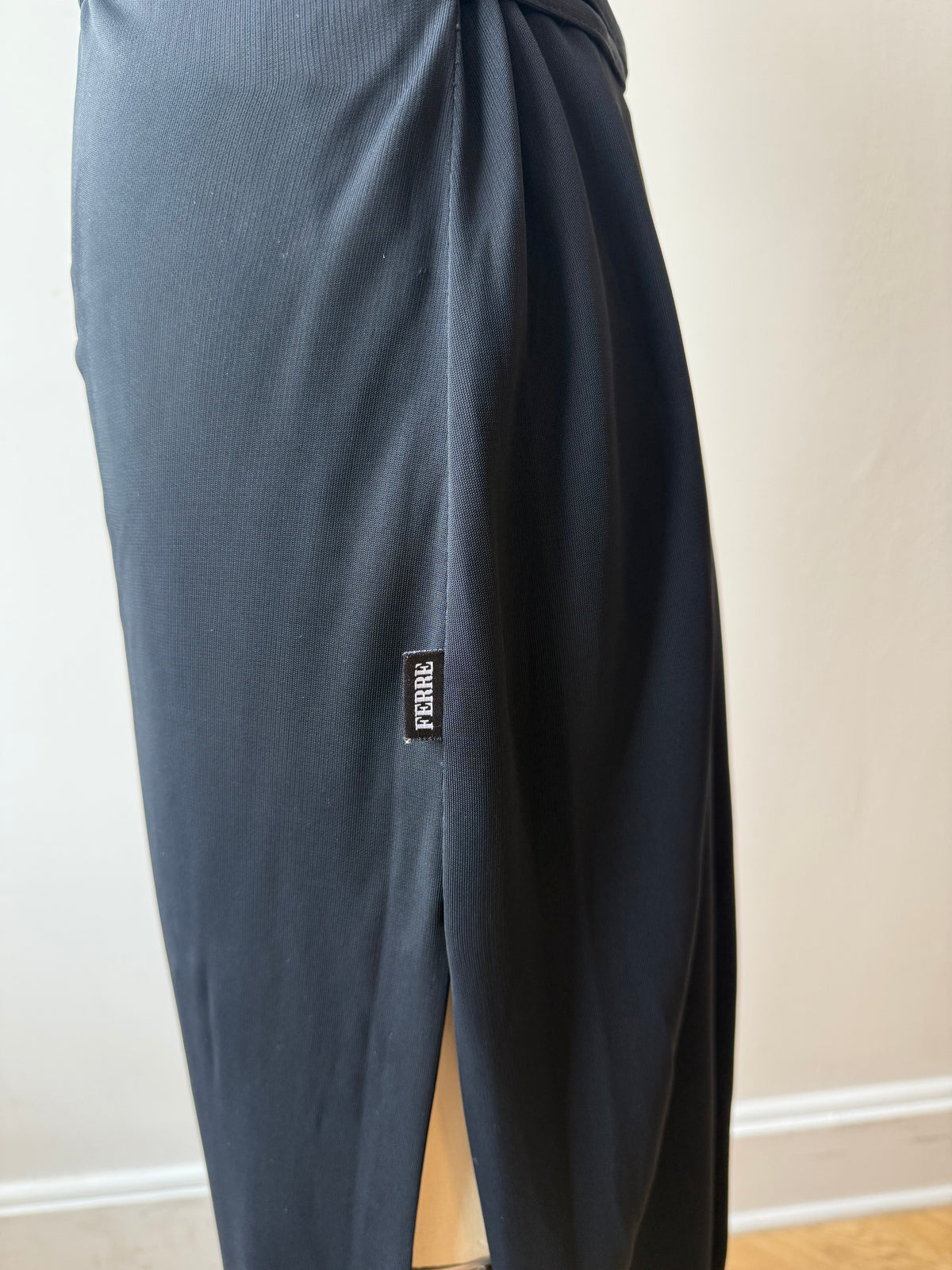 90s Gianfranco Ferre Black Halter Dress