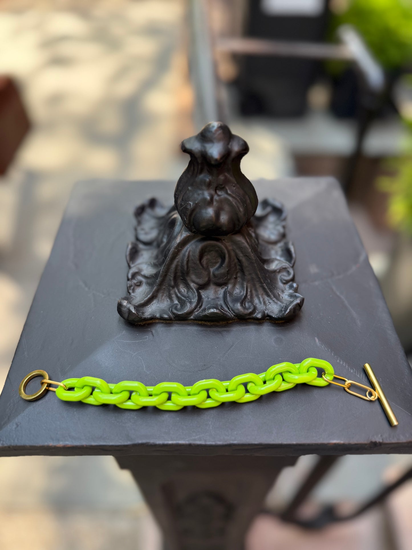 1960s French lime green resin bracelet