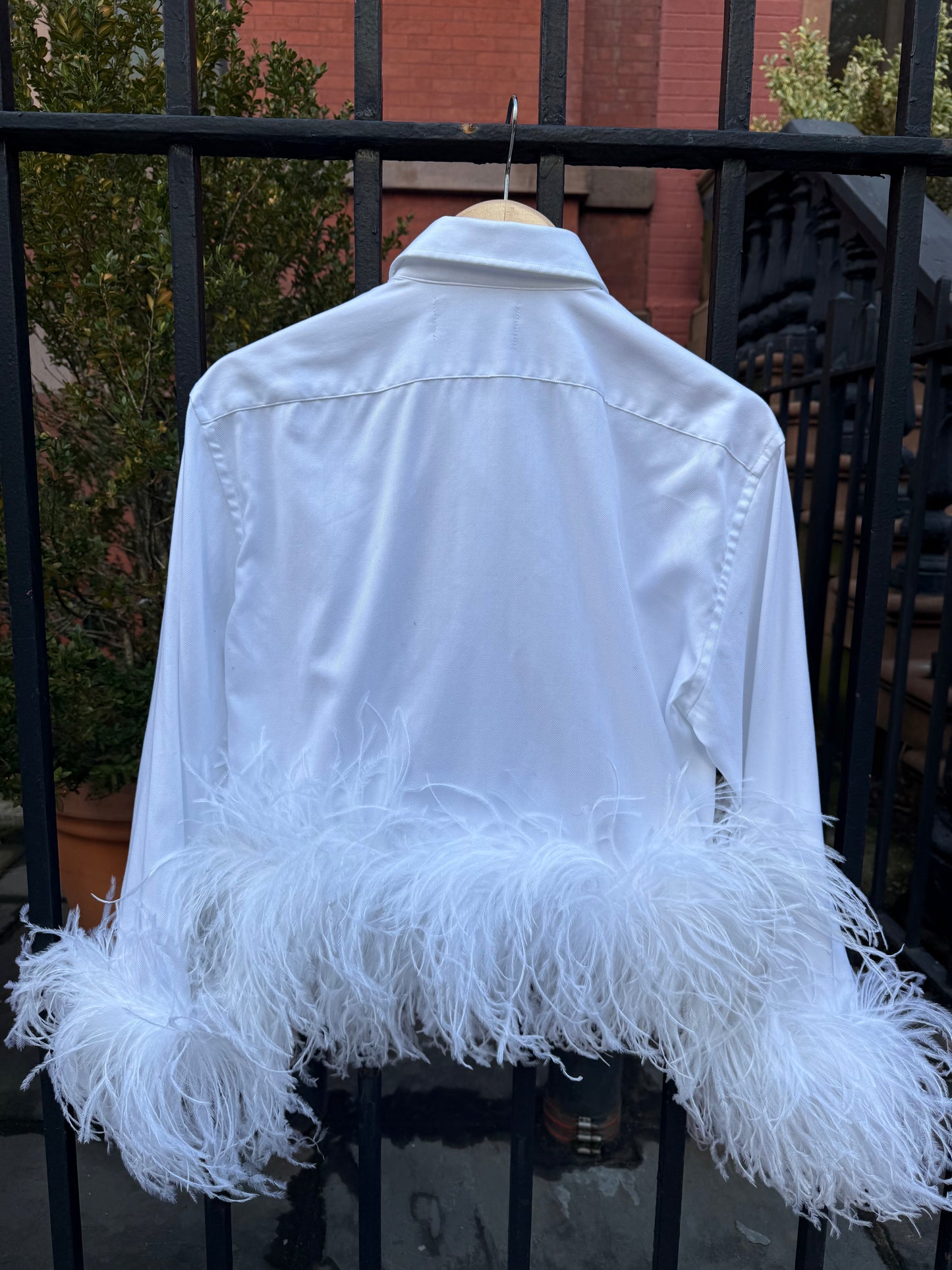 The Colette Feather Shirt - white & white