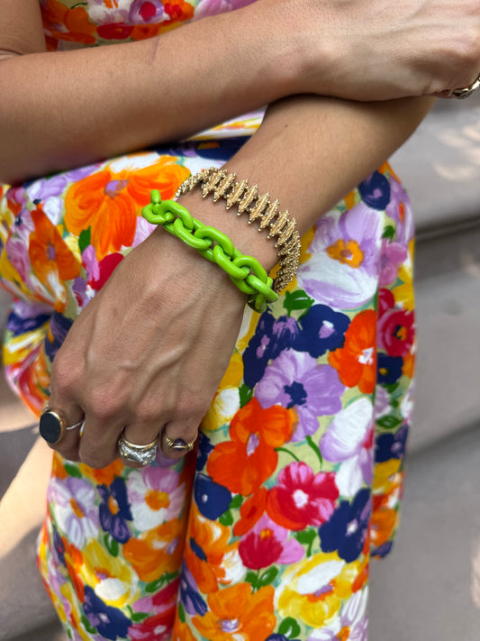 1960s French lime green resin bracelet