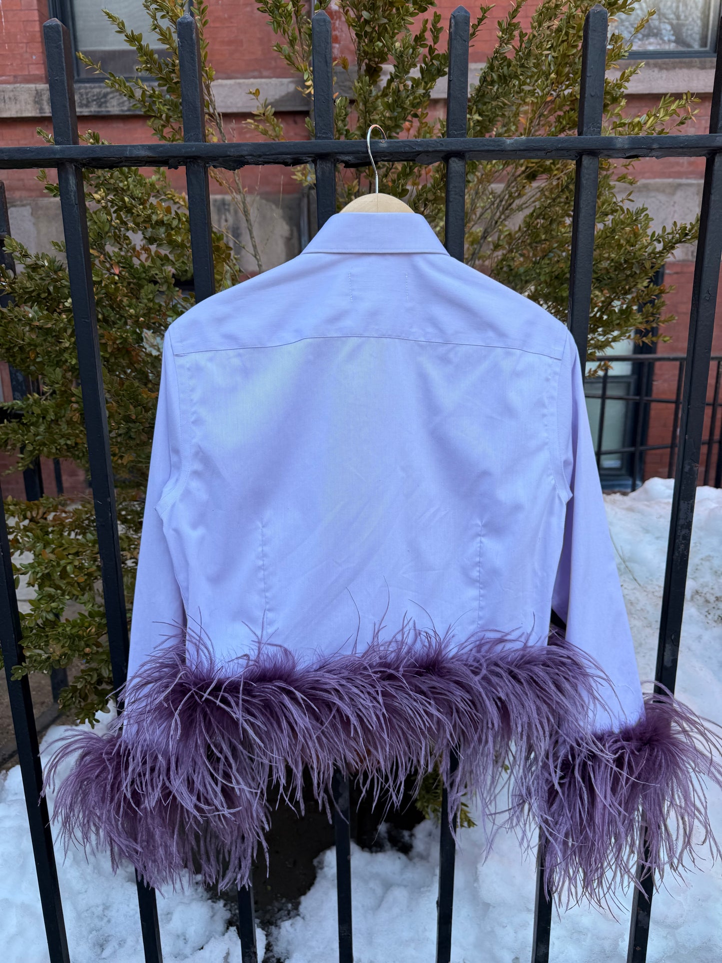 The Colette Feather Shirt - white & lilac