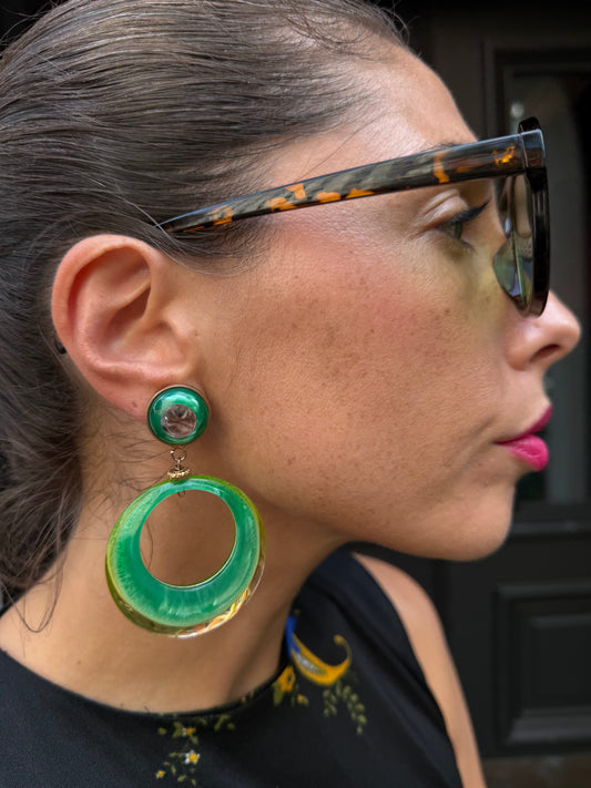 Vintage Pierre Cardin Green Drop Earrings