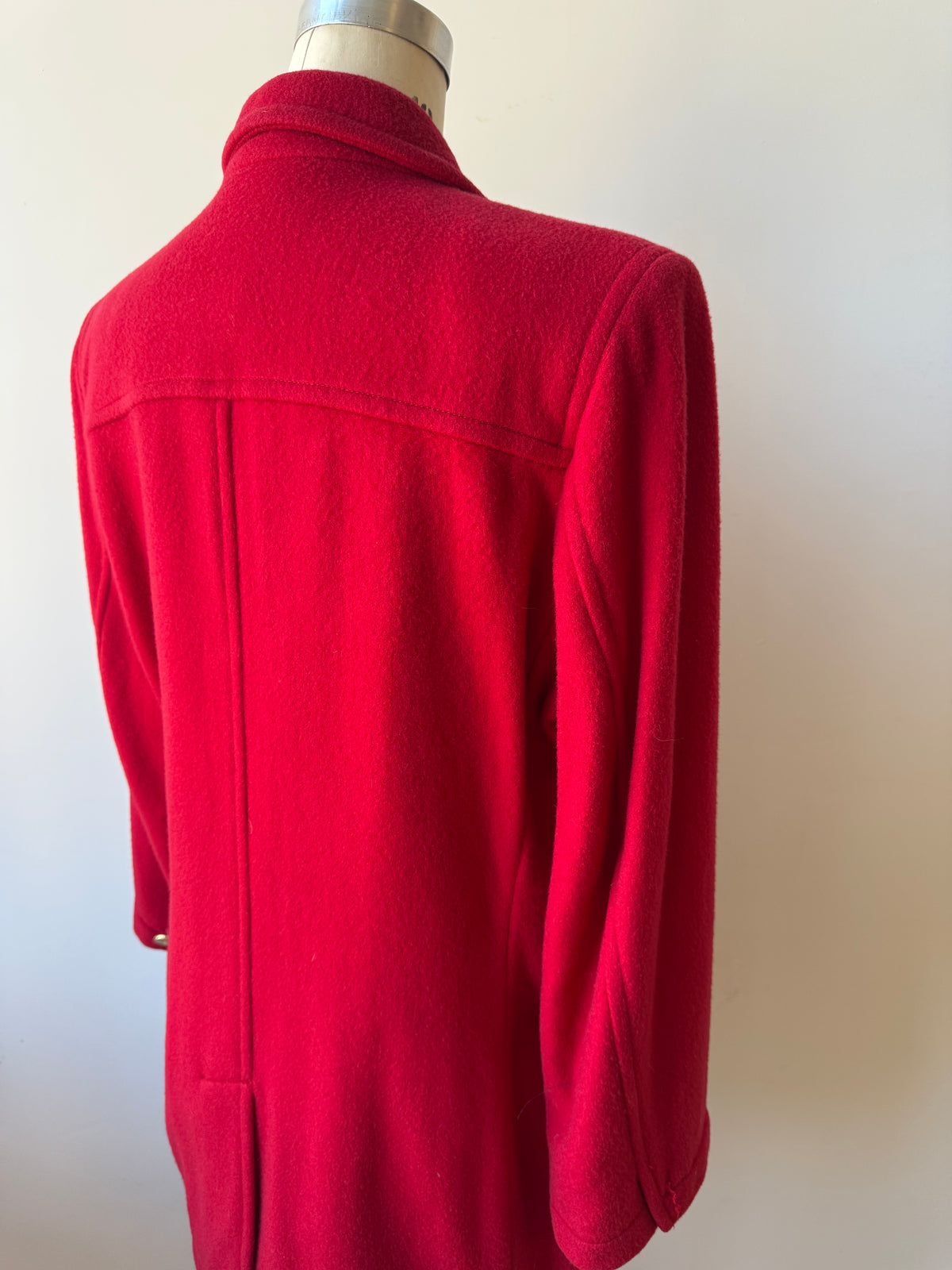 80s/90s Yves Saint Laurent Red Wool & Cashmere Peacoat