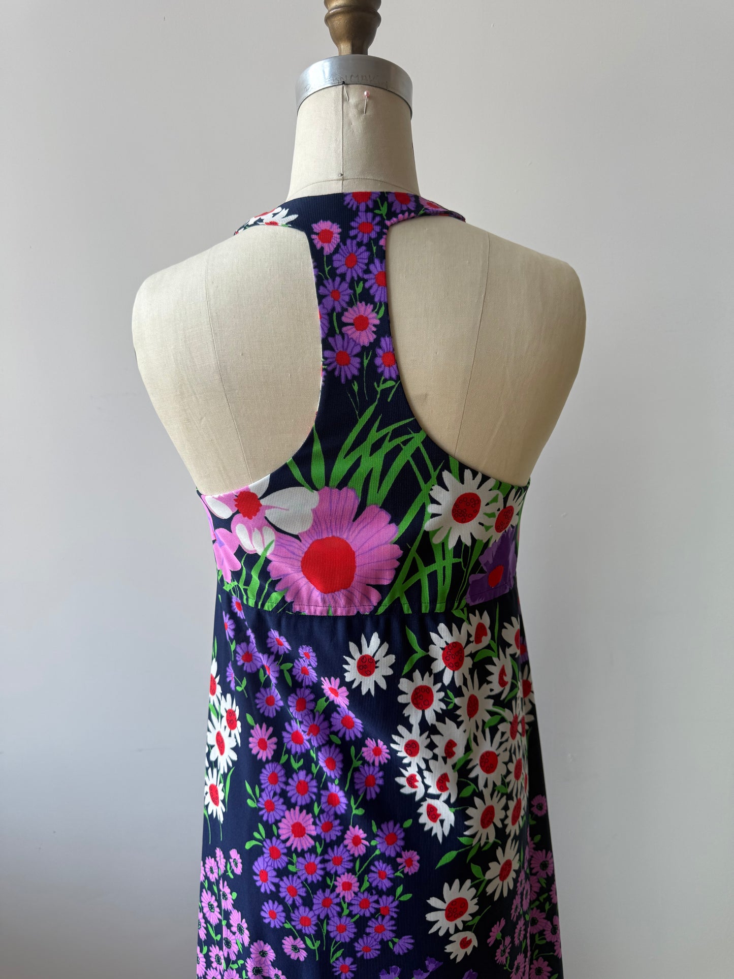 Vintage 70s Garden Racerback maxi Dress