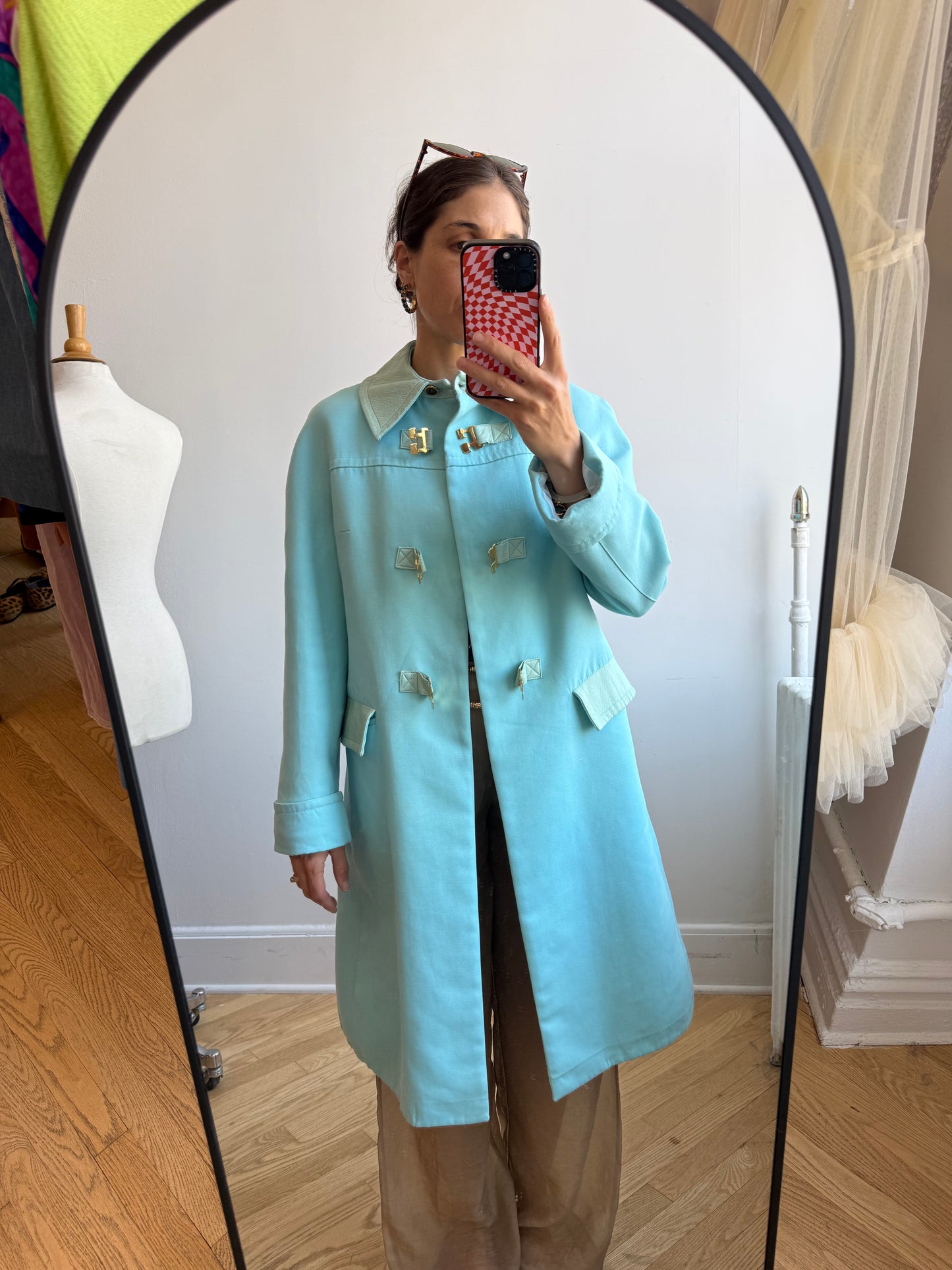 Vintage 1960s French Baby Blue Coat, Mod Era