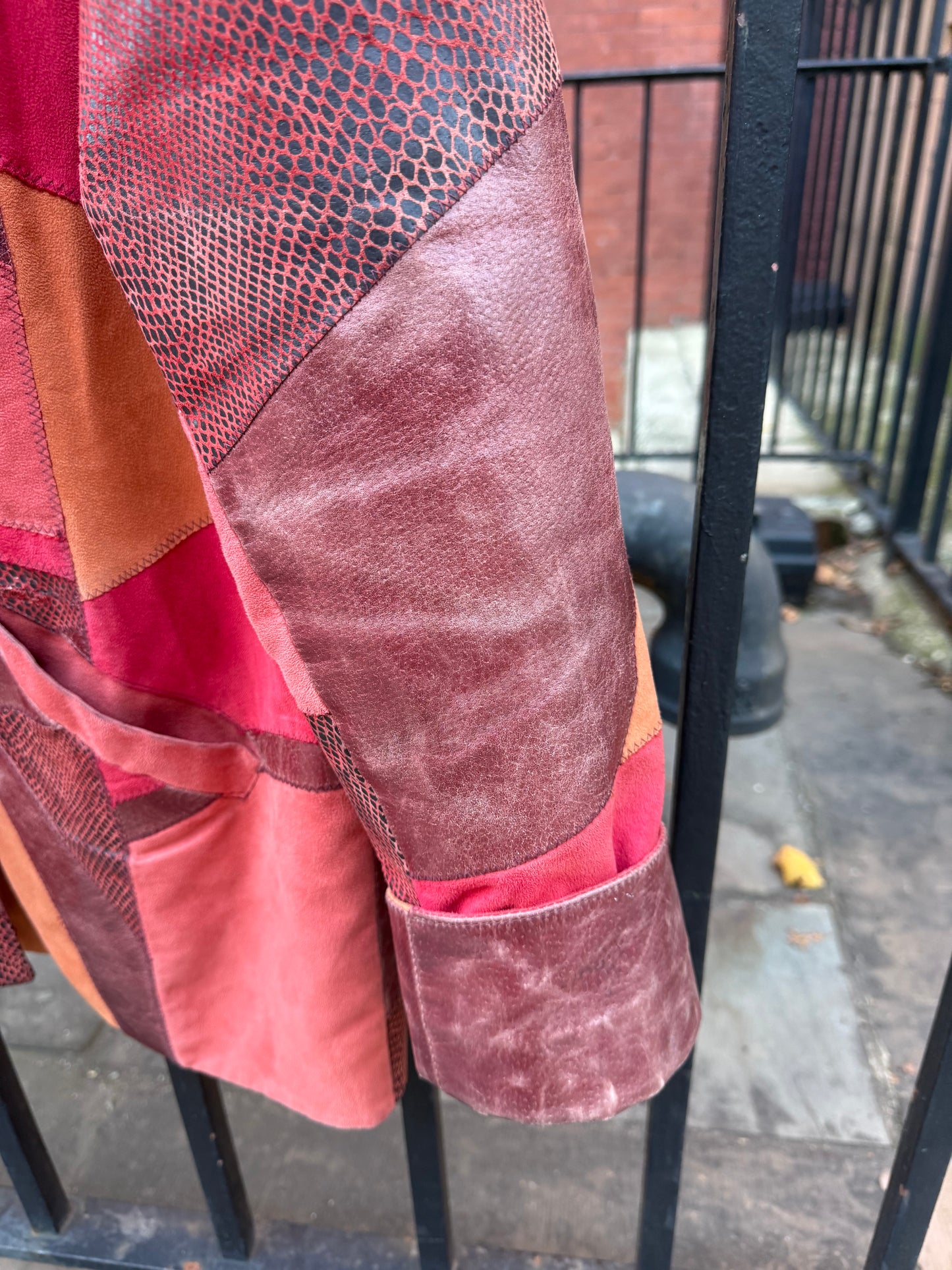 70s Red Patchwork Leather Jacket