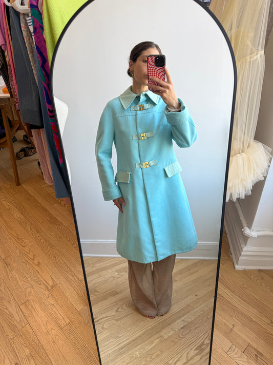 Vintage 1960s French Baby Blue Coat, Mod Era