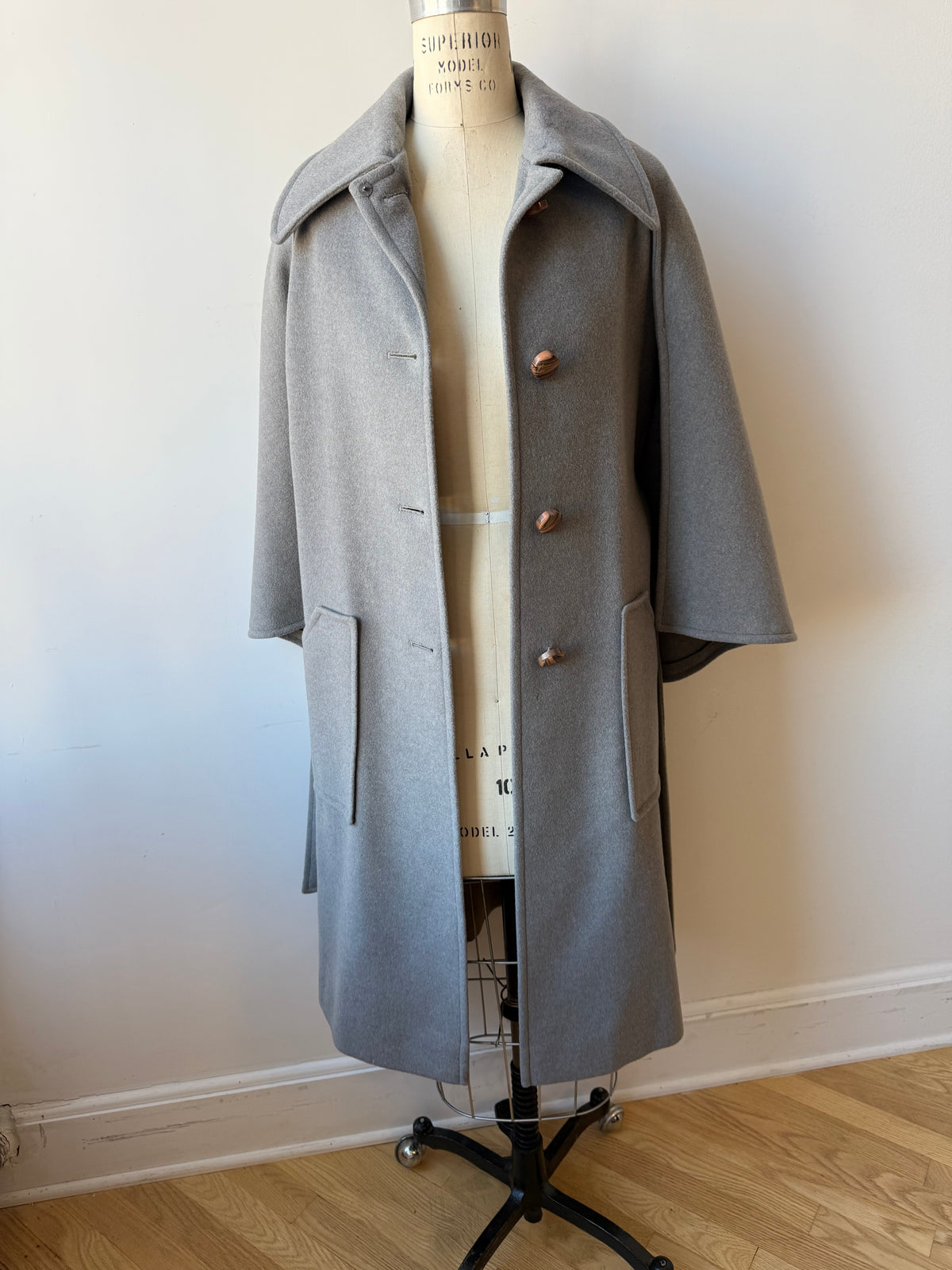 1960s Grey Boil Wool Capelet Coat