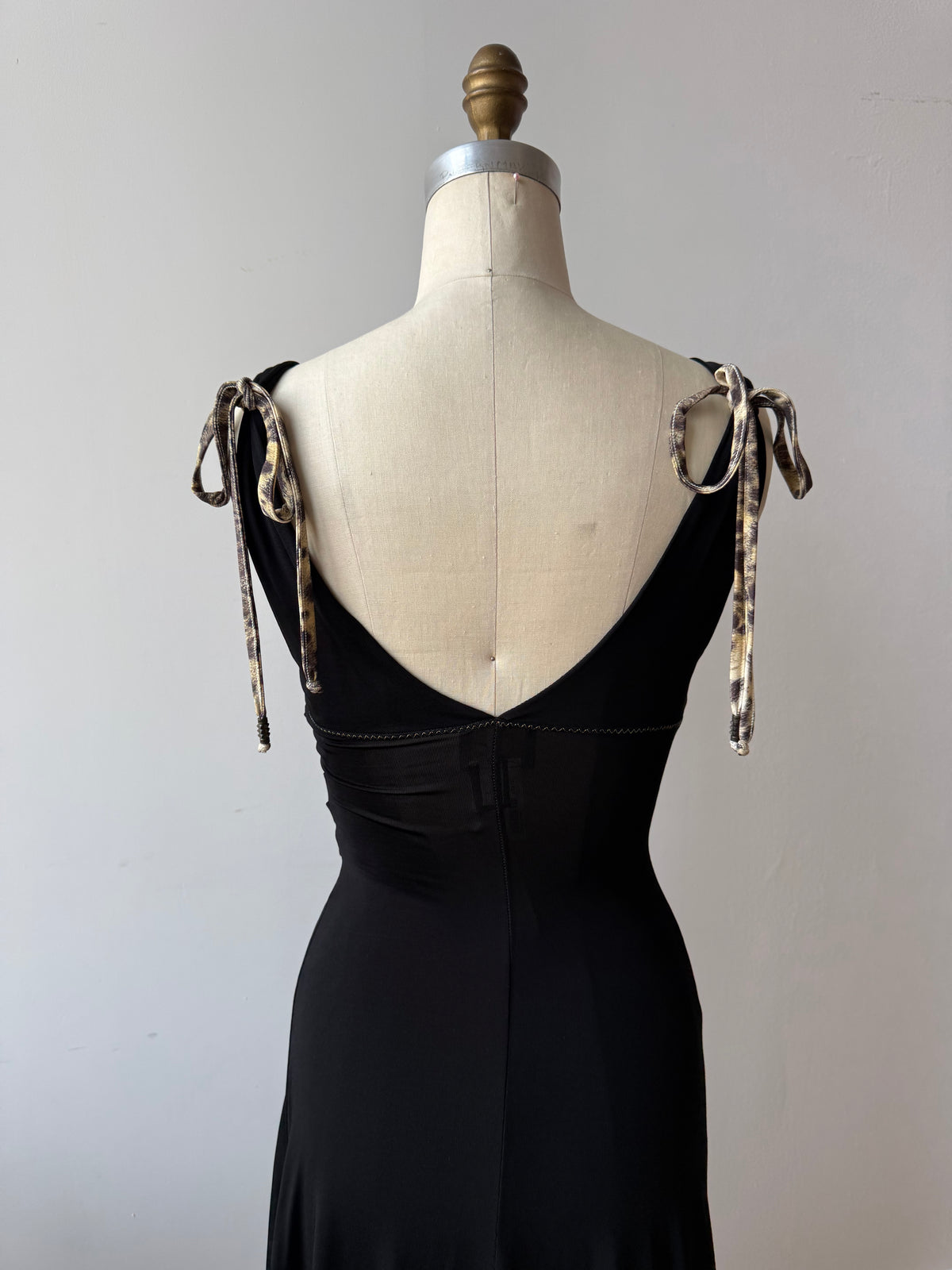 Y2K Cavalli Black Slinky Dress w Leopard bow details