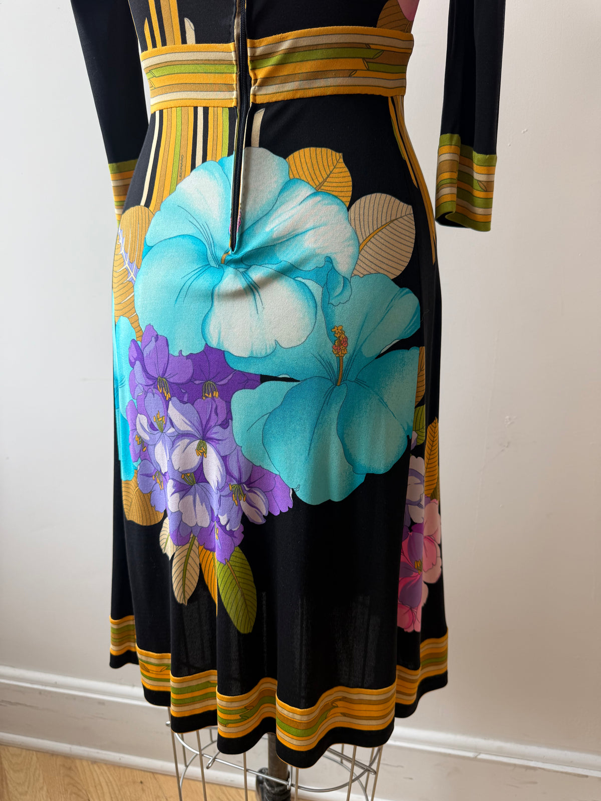 1970s Leonard Silk Jersey Floral Dress