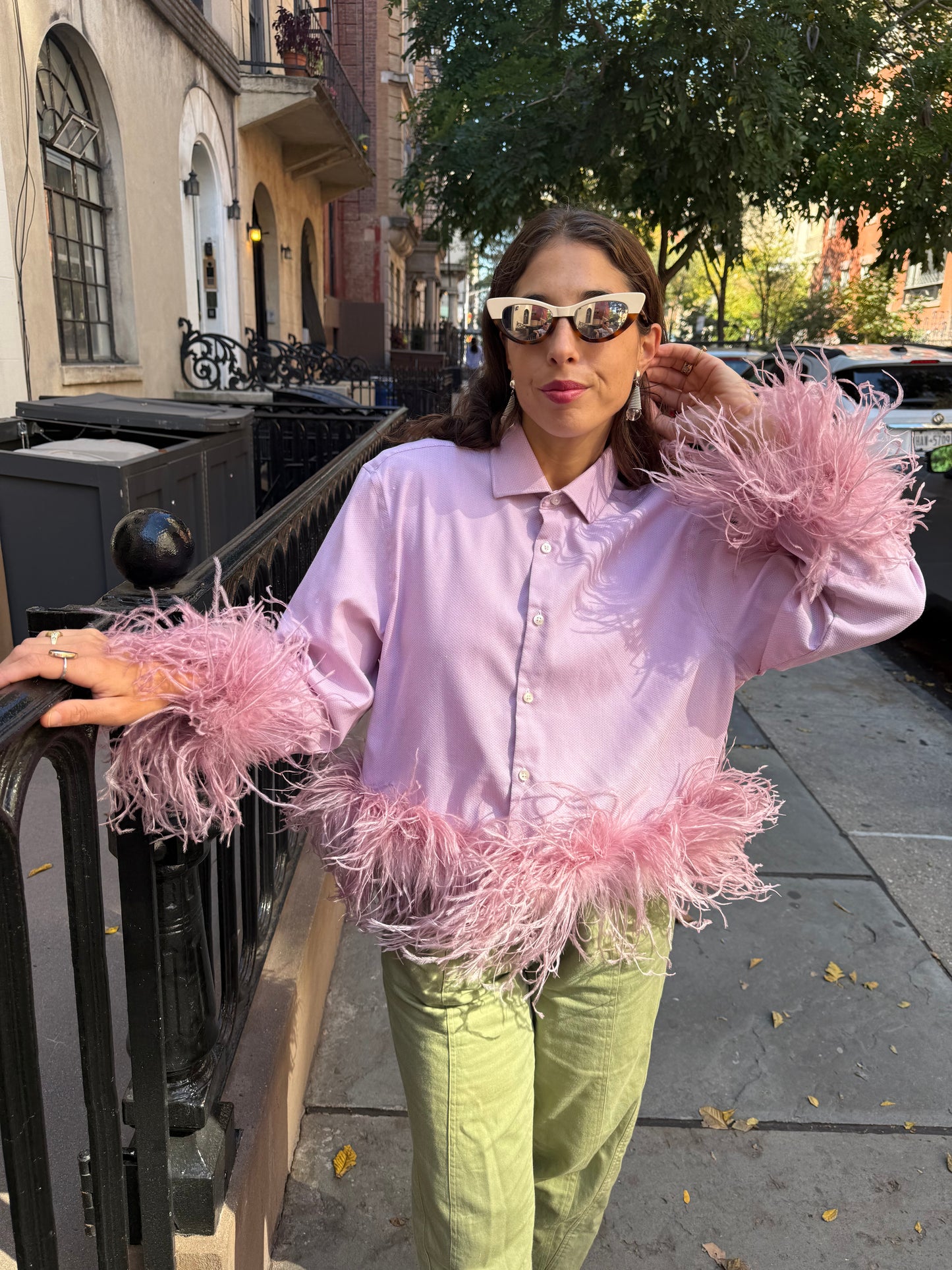 The Colette Feather Shirt - Dusty Pink & Dusty Rose