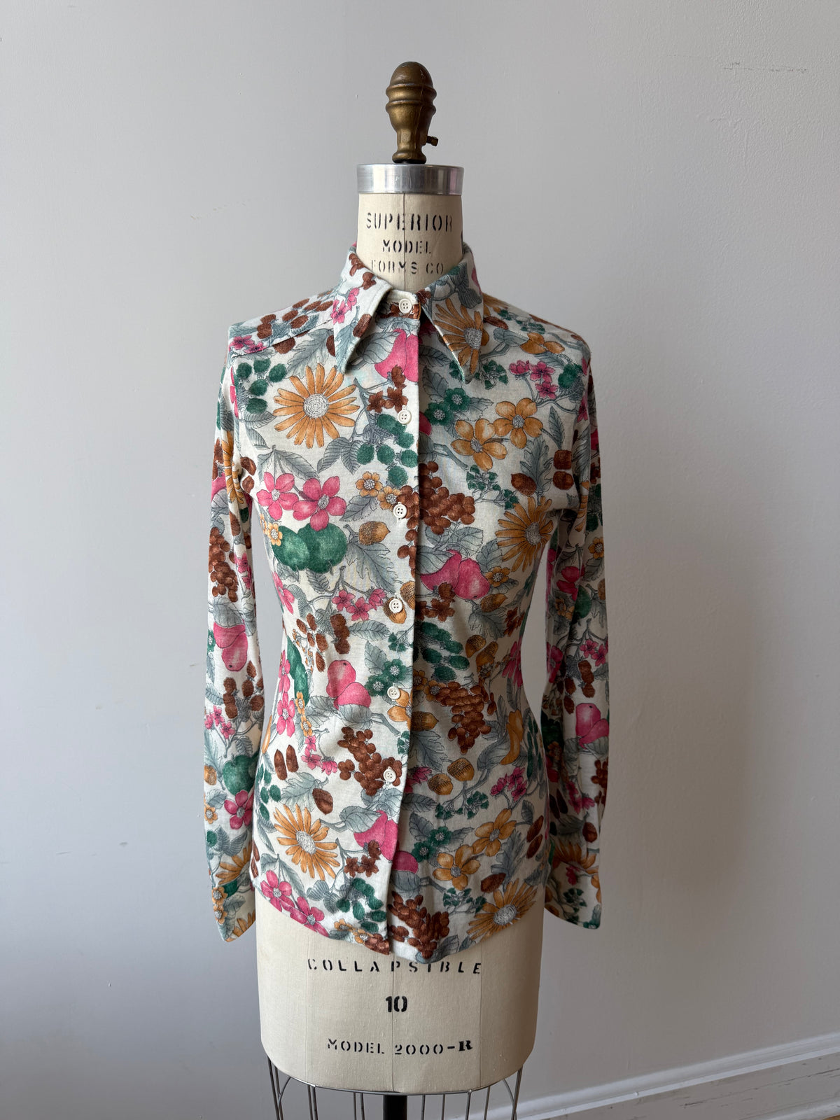 70s Christian Dior Floral Button up