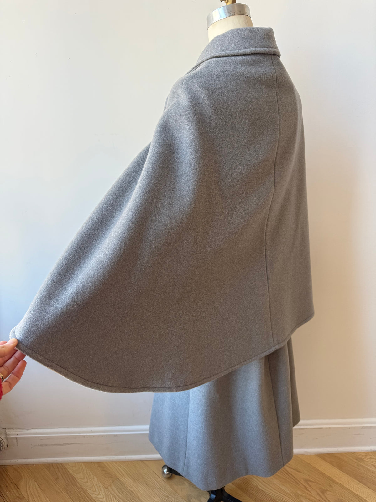 1960s Grey Boil Wool Capelet Coat