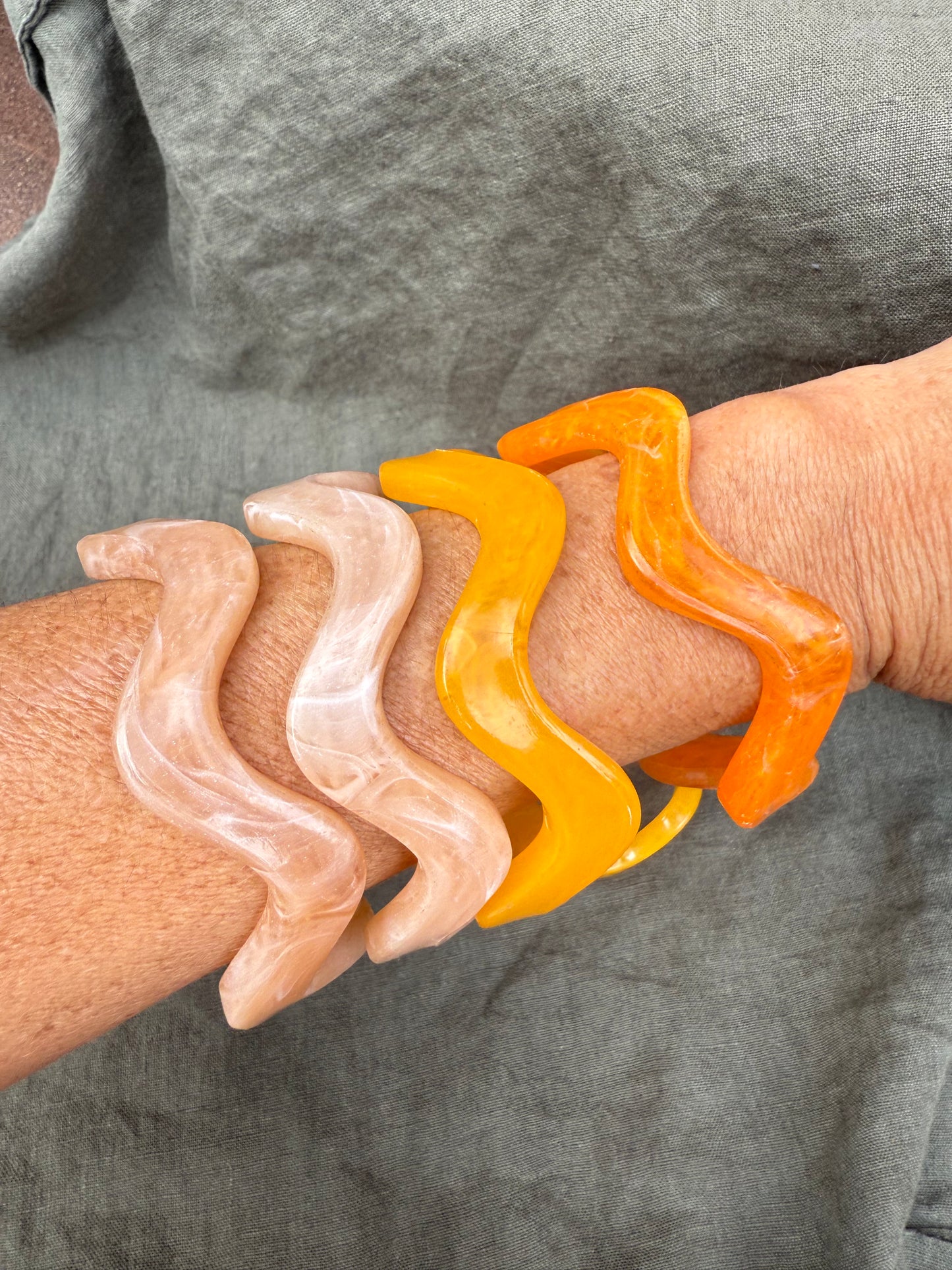 60s Parisian Galalith Swirl Bangles